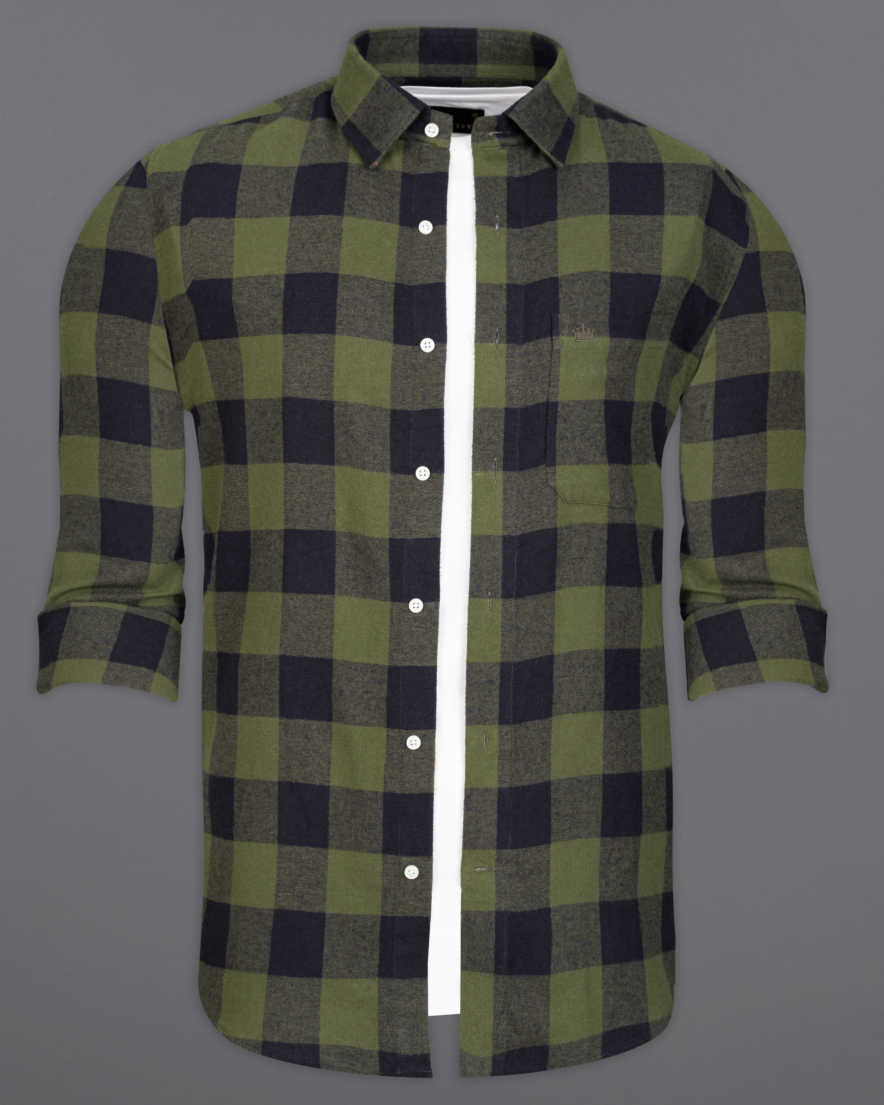 Finch Green with Charade Gray Checked Flannel Overshirt 9535-OS-38, 9535-OS-H-38, 9535-OS-39, 9535-OS-H-39, 9535-OS-40, 9535-OS-H-40, 9535-OS-42, 9535-OS-H-42, 9535-OS-44, 9535-OS-H-44, 9535-OS-46, 9535-OS-H-46, 9535-OS-48, 9535-OS-H-48, 9535-OS-50, 9535-OS-H-50, 9535-OS-52, 9535-OS-H-52