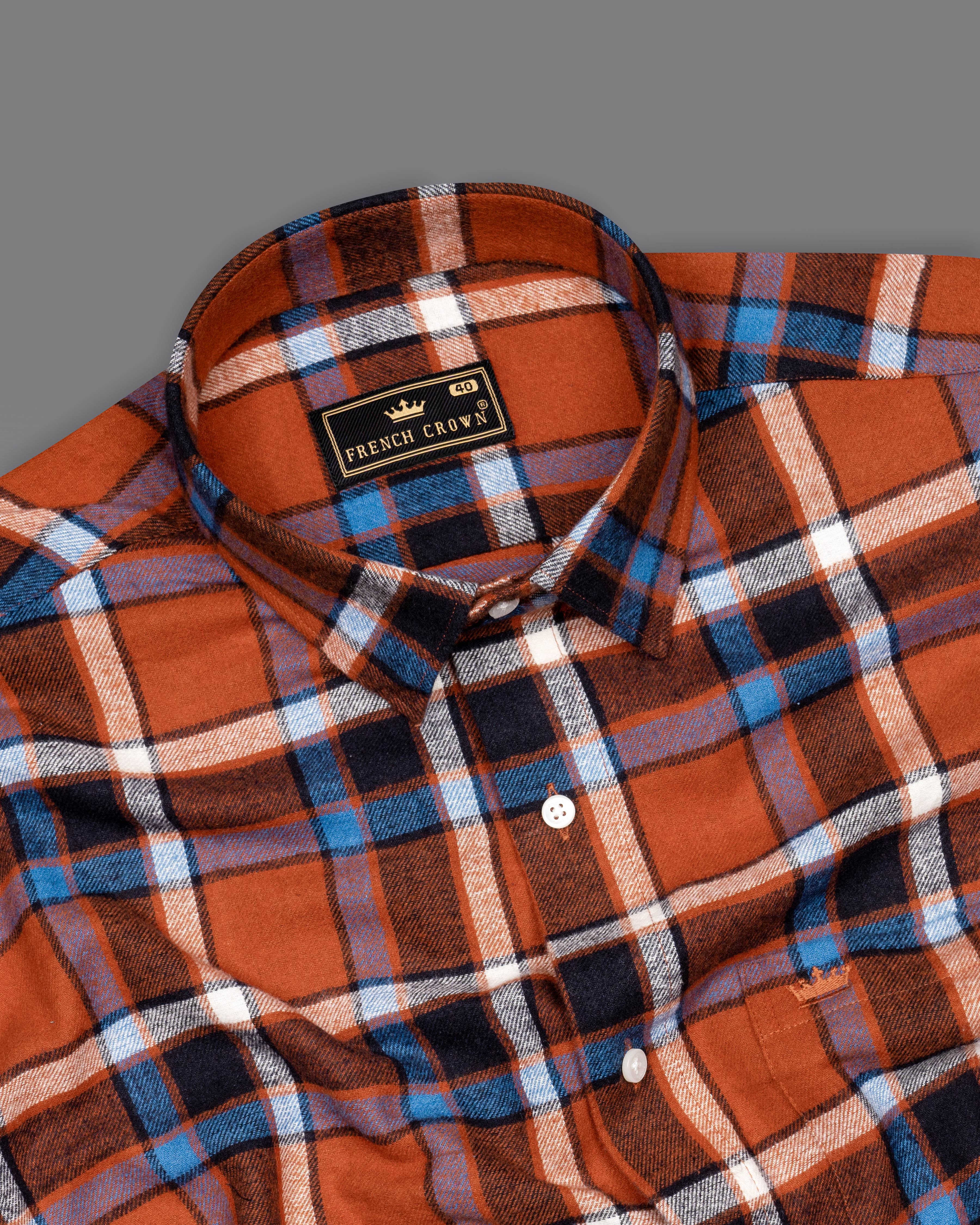 Sienna Brown with Black and Havelock Blue Plaid Flannel Overshirt 9537-OS-38, 9537-OS-H-38, 9537-OS-39, 9537-OS-H-39, 9537-OS-40, 9537-OS-H-40, 9537-OS-42, 9537-OS-H-42, 9537-OS-44, 9537-OS-H-44, 9537-OS-46, 9537-OS-H-46, 9537-OS-48, 9537-OS-H-48, 9537-OS-50, 9537-OS-H-50, 9537-OS-52, 9537-OS-H-52