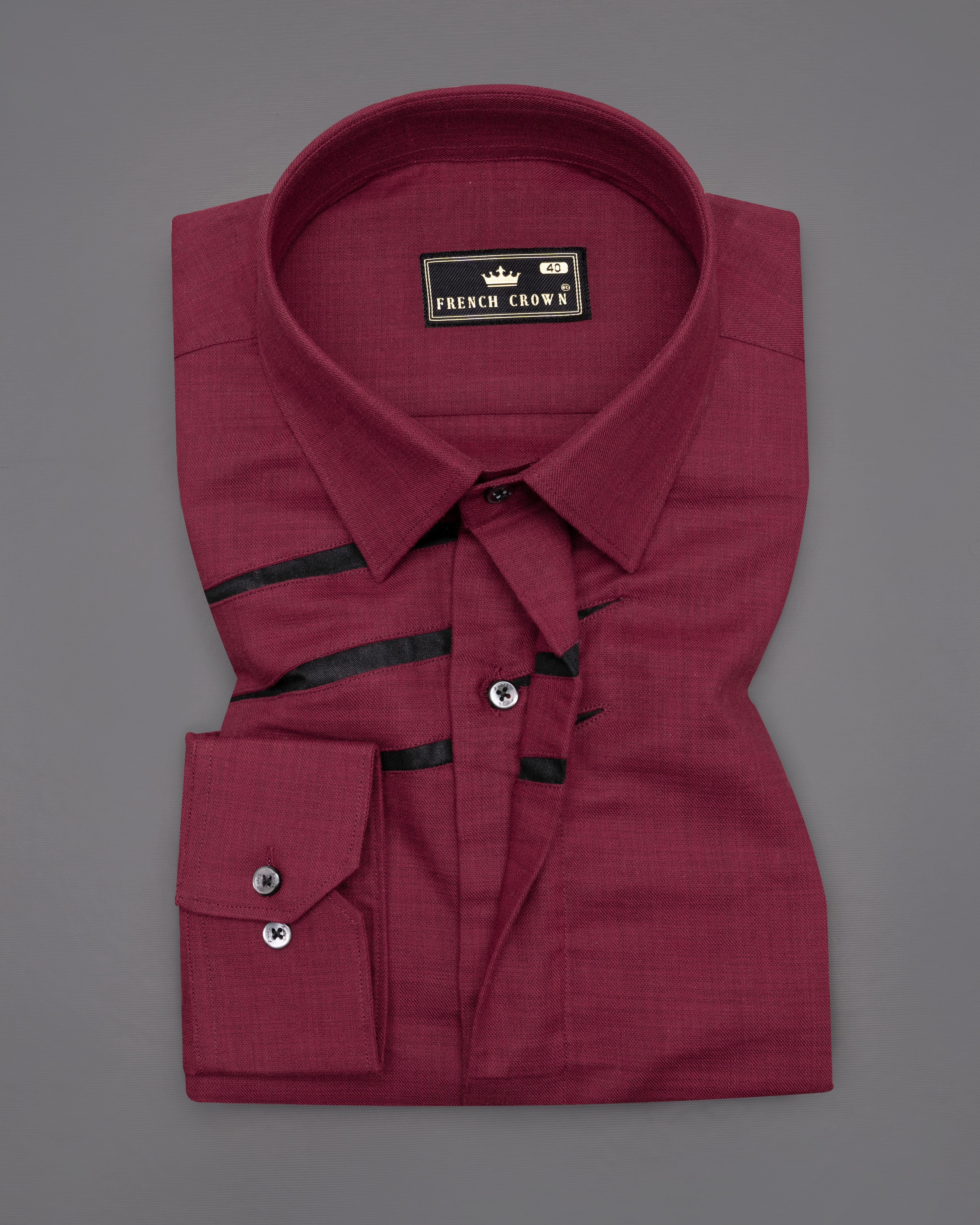 Tawny Port Maroon with Three Black Stripes Twill Premium Cotton Designer Shirt 9538-BLK-P241-38, 9538-BLK-P241-H-38, 9538-BLK-P241-39, 9538-BLK-P241-H-39, 9538-BLK-P241-40, 9538-BLK-P241-H-40, 9538-BLK-P241-42, 9538-BLK-P241-H-42, 9538-BLK-P241-44, 9538-BLK-P241-H-44, 9538-BLK-P241-46, 9538-BLK-P241-H-46, 9538-BLK-P241-48, 9538-BLK-P241-H-48, 9538-BLK-P241-50, 9538-BLK-P241-H-50, 9538-BLK-P241-52, 9538-BLK-P241-H-52