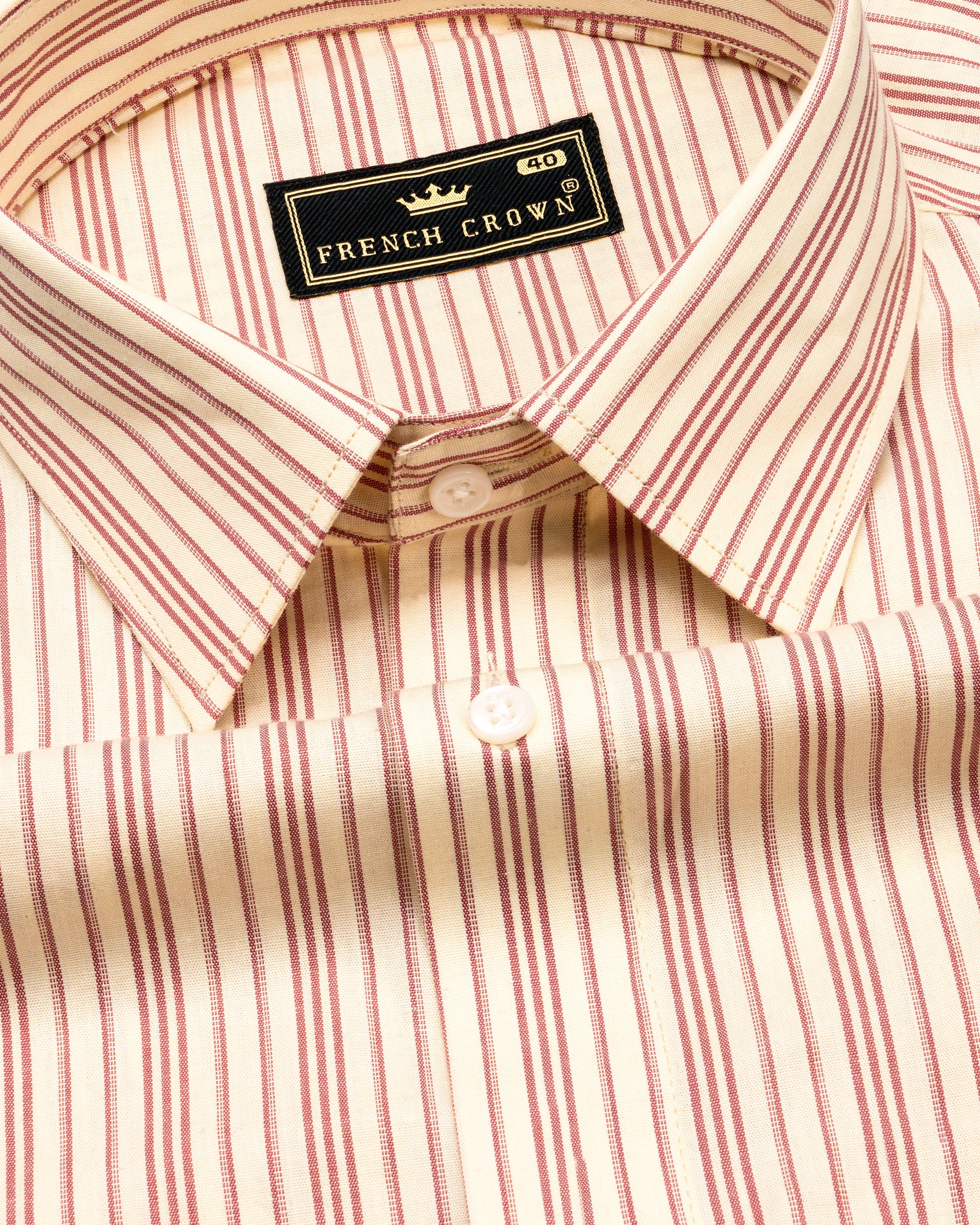 Tequila Cream with Sanguine Red Striped Premium Cotton Shirt 9542-38, 9542-H-38, 9542-39, 9542-H-39, 9542-40, 9542-H-40, 9542-42, 9542-H-42, 9542-44, 9542-H-44, 9542-46, 9542-H-46, 9542-48, 9542-H-48, 9542-50, 9542-H-50, 9542-52, 9542-H-52