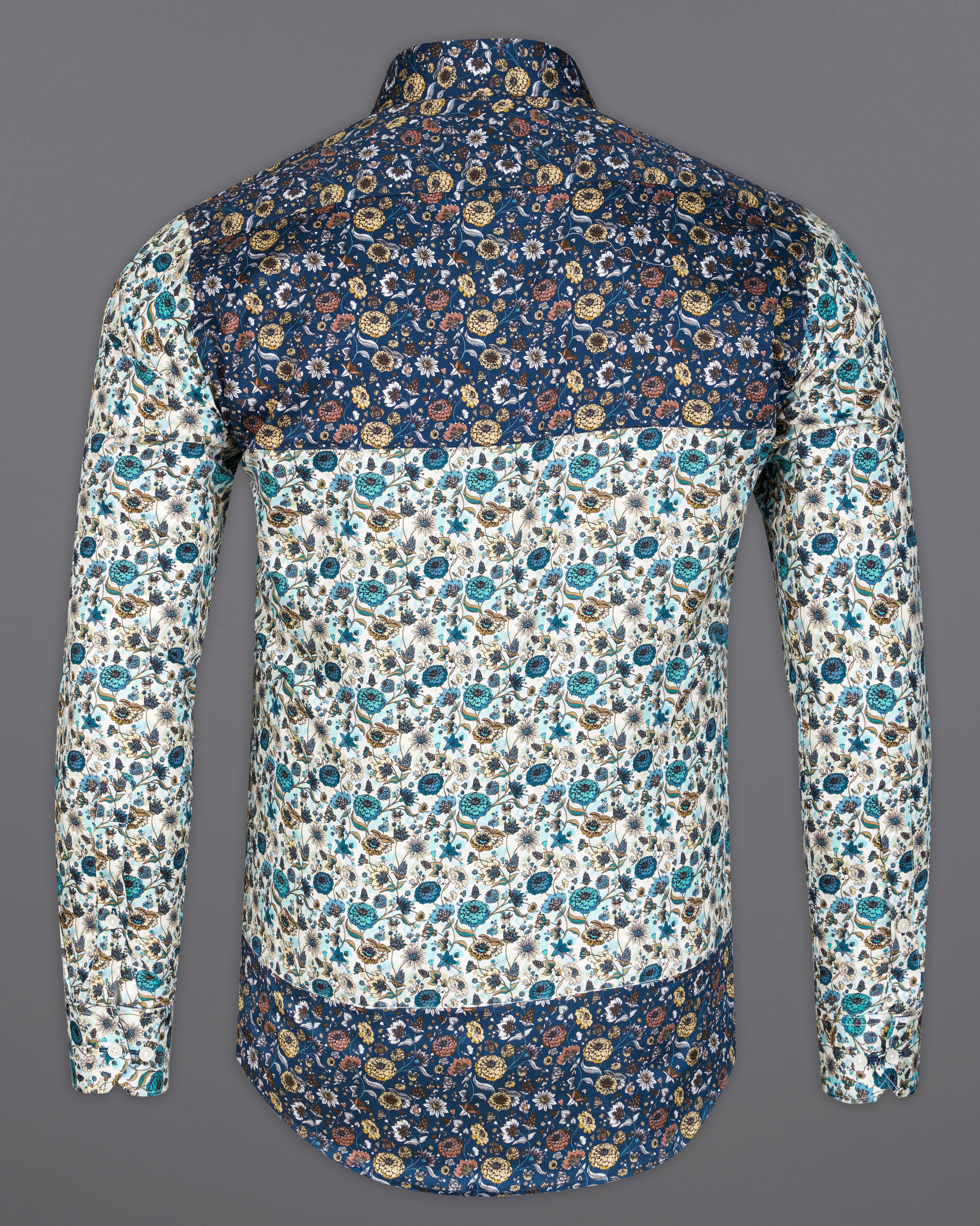 Merino Cream with Zodiac Navy Blue Floral Printed Super Soft Premium Cotton Designer Shirt 9553-P469-38, 9553-P469-H-38, 9553-P469-39, 9553-P469-H-39, 9553-P469-40, 9553-P469-H-40, 9553-P469-42, 9553-P469-H-42, 9553-P469-44, 9553-P469-H-44, 9553-P469-46, 9553-P469-H-46, 9553-P469-48, 9553-P469-H-48, 9553-P469-50, 9553-P469-H-50, 9553-P469-52, 9553-P469-H-52