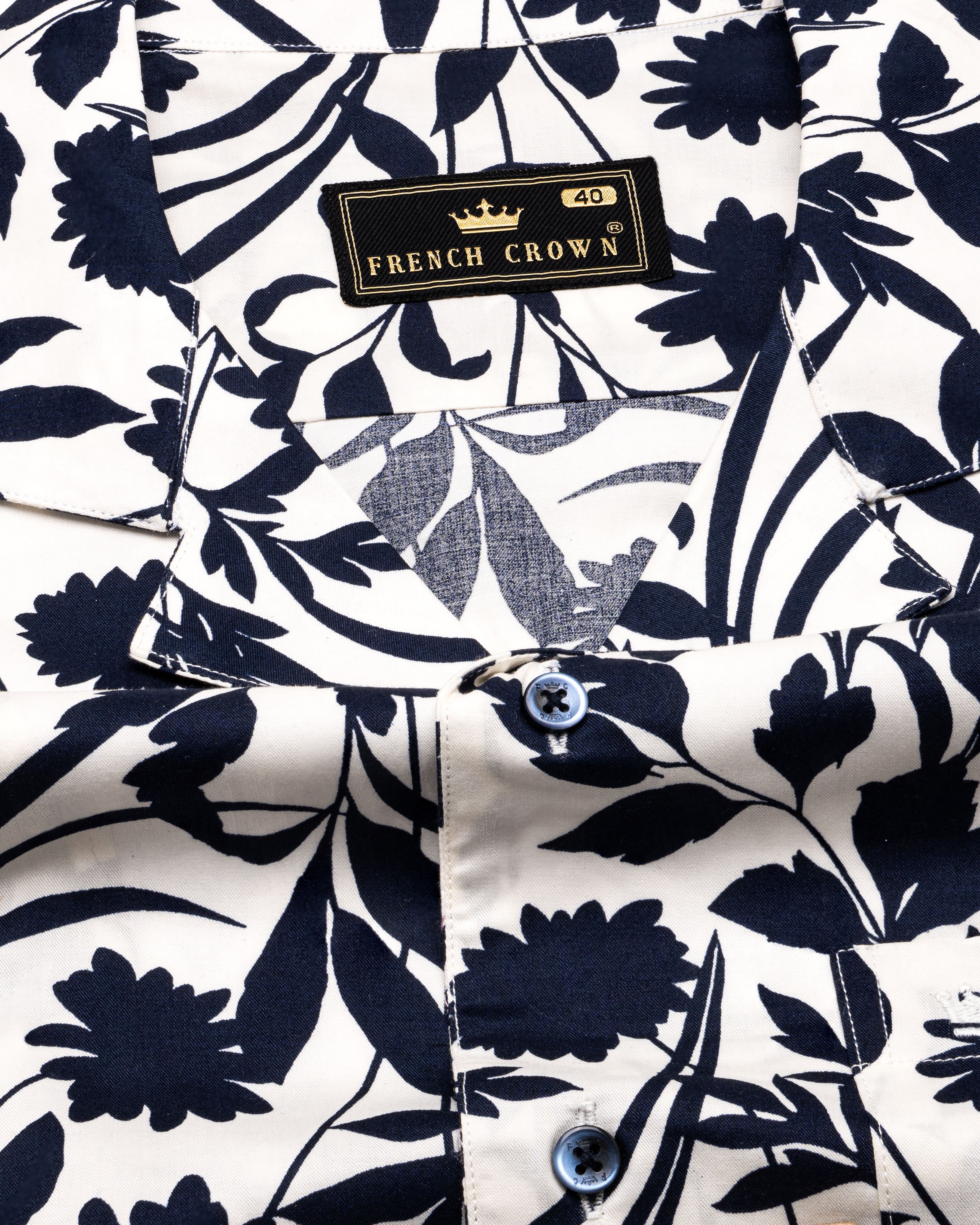 Cinder Black and White Floral Printed Premium Cotton Shirt         9573-CC-BLE-SS-H-38, 9573-CC-BLE-SS-H-39, 9573-CC-BLE-SS-H-40, 9573-CC-BLE-SS-H-42, 9573-CC-BLE-SS-H-44, 9573-CC-BLE-SS-H-46, 9573-CC-BLE-SS-H-48, 9573-CC-BLE-SS-H-50,  9573-CC-BLE-SS-H-52