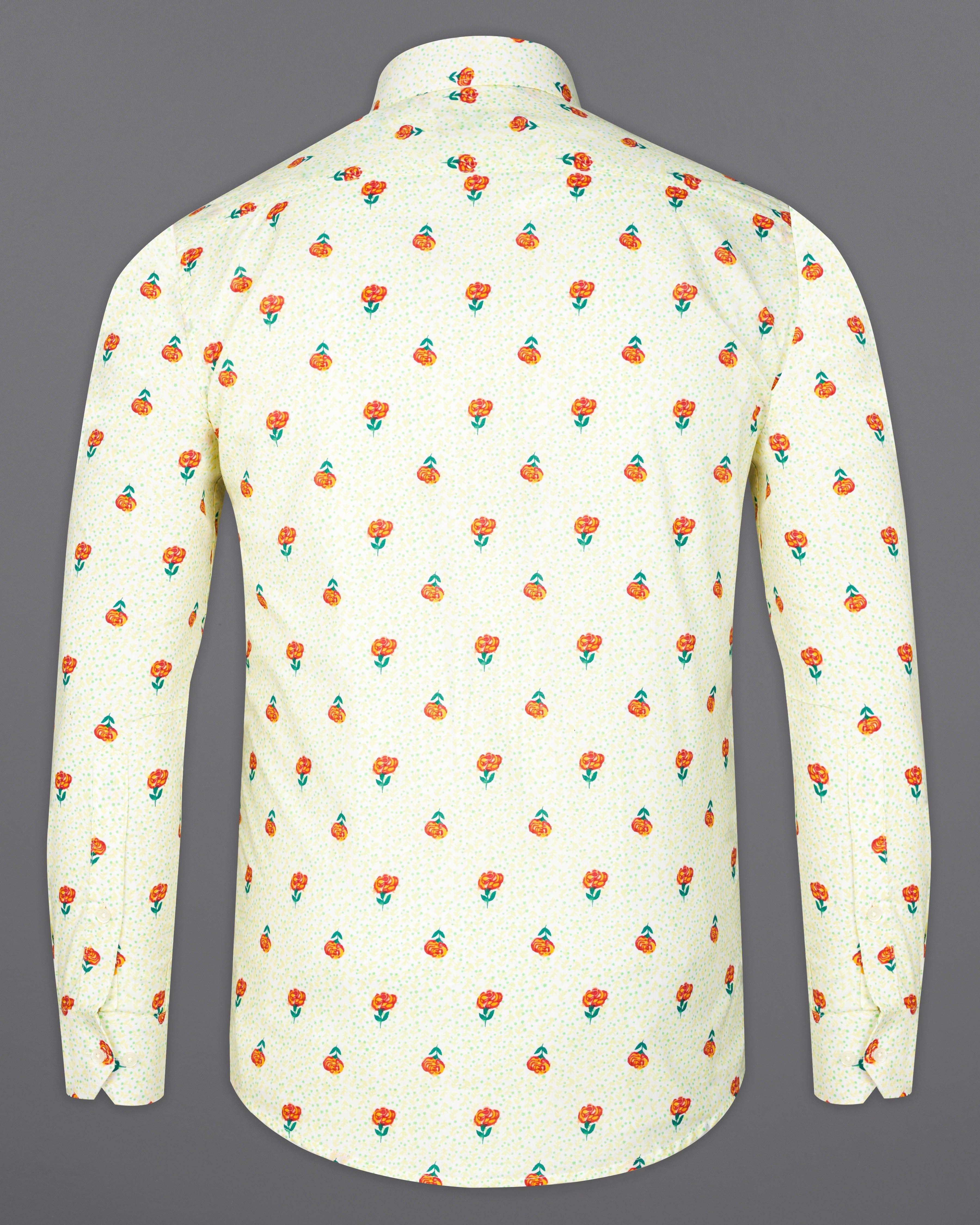 Barley Cream Rose Printed Premium Cotton Shirt 9575-38, 9575-H-38, 9575-39, 9575-H-39, 9575-40, 9575-H-40, 9575-42, 9575-H-42, 9575-44, 9575-H-44, 9575-46, 9575-H-46, 9575-48, 9575-H-48, 9575-50, 9575-H-50, 9575-52, 9575-H-52