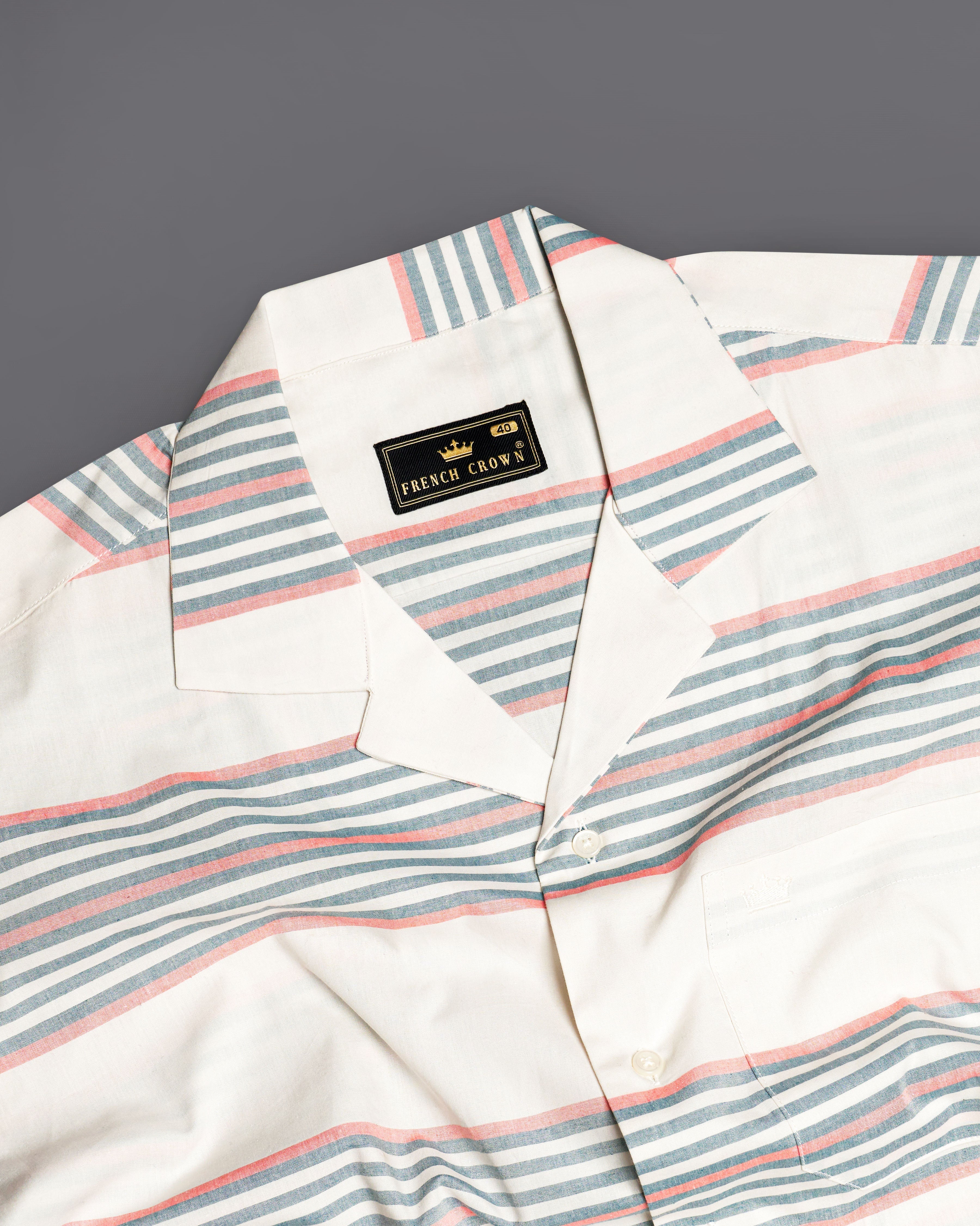 Porcelain Beige Muticolour Striped Premium Cotton HalfSleeves Shirt 9593-CC-SS-H-38, 9593-CC-SS-H-39, 9593-CC-SS-H-40, 9593-CC-SS-H-42, 9593-CC-SS-H-44, 9593-CC-SS-H-46, 9593-CC-SS-H-48, 9593-CC-SS-H-50, 9593-CC-SS-H-52