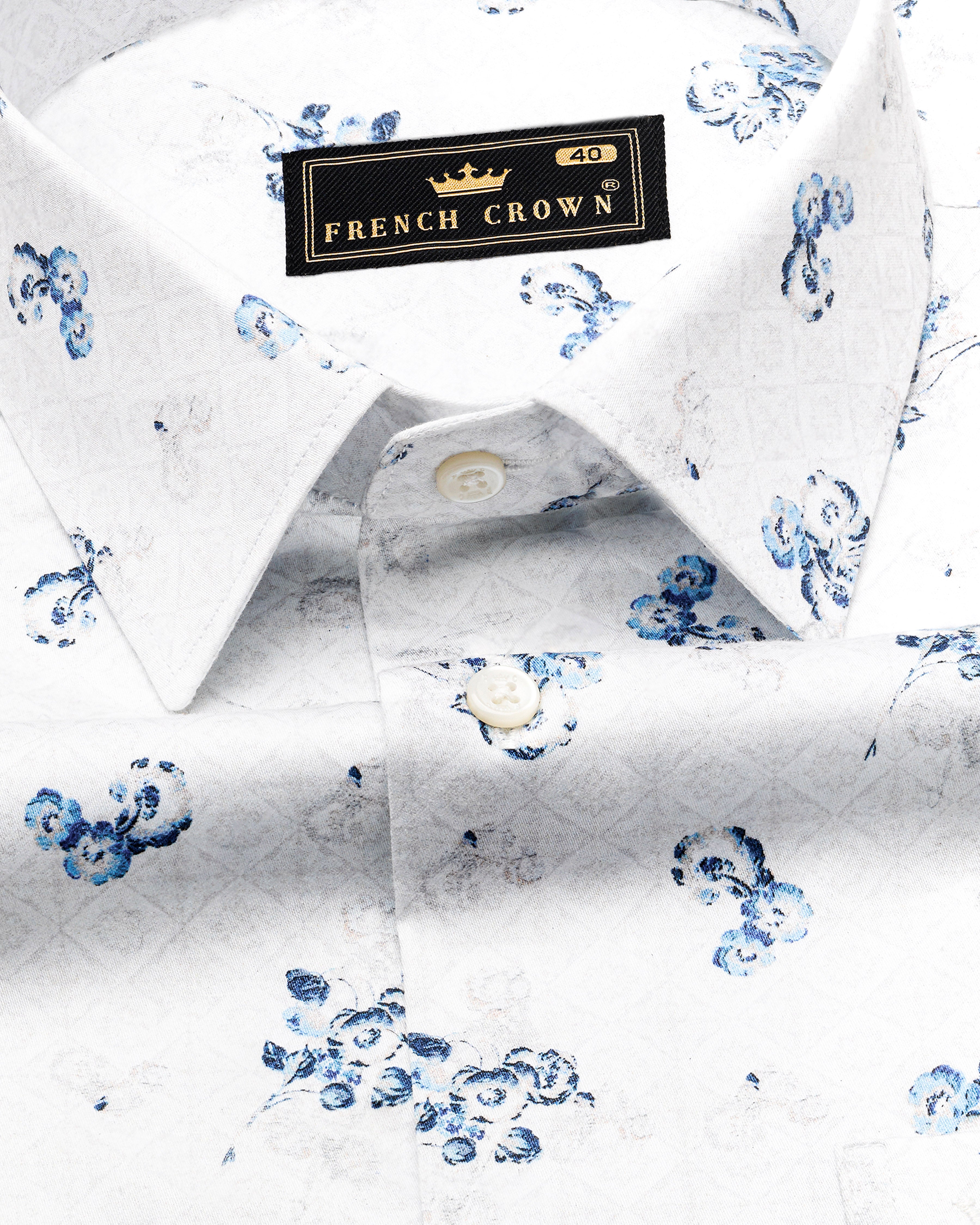 Bright White Ditsy Printed Super Soft Premium Cotton Shirt 9606-38,9606-H-38,9606-39,9606-H-39,9606-40,9606-H-40,9606-42,9606-H-42,9606-44,9606-H-44,9606-46,9606-H-46,9606-48,9606-H-48,9606-50,9606-H-50,9606-52,9606-H-52