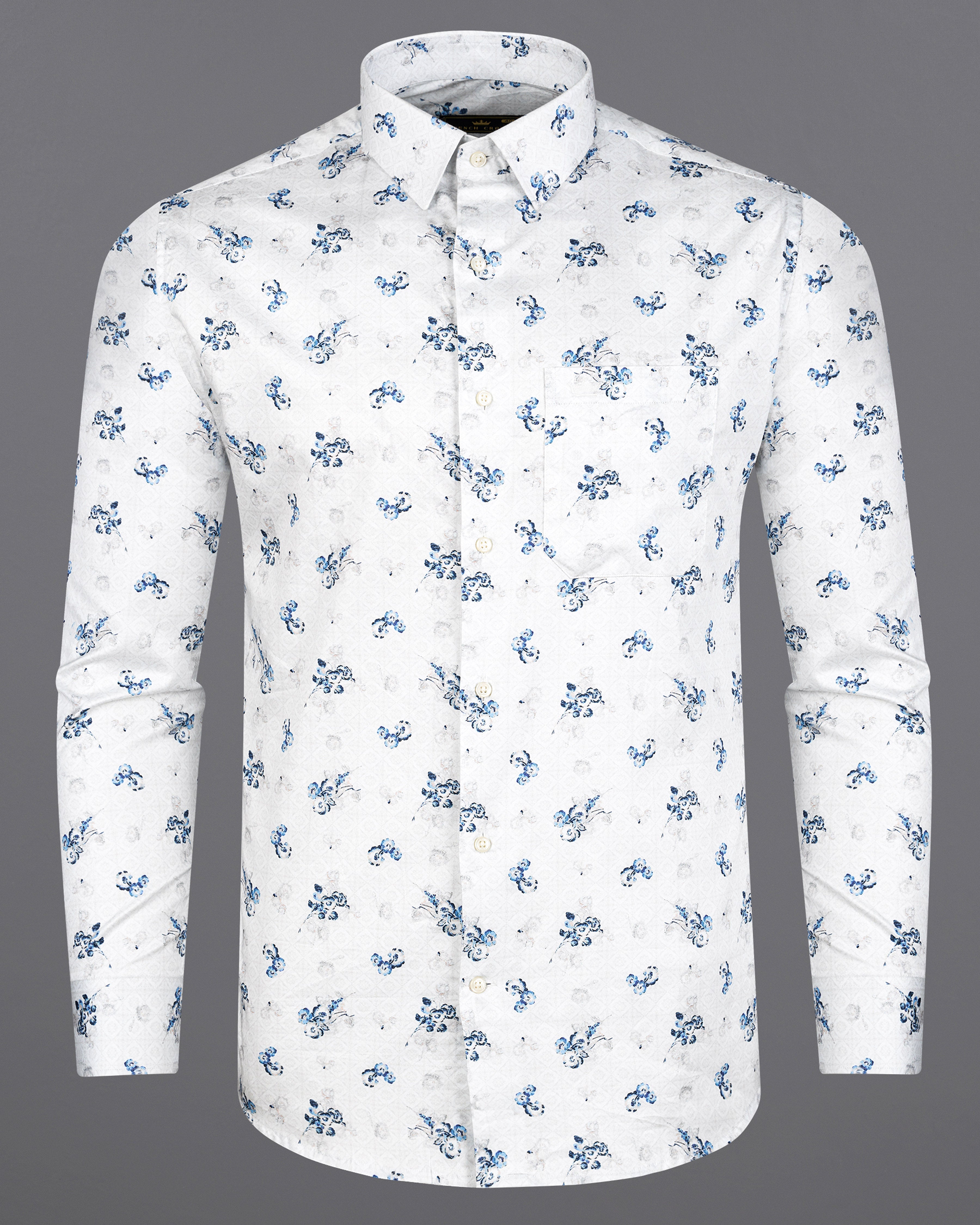 Bright White Ditsy Printed Super Soft Premium Cotton Shirt 9606-38,9606-H-38,9606-39,9606-H-39,9606-40,9606-H-40,9606-42,9606-H-42,9606-44,9606-H-44,9606-46,9606-H-46,9606-48,9606-H-48,9606-50,9606-H-50,9606-52,9606-H-52