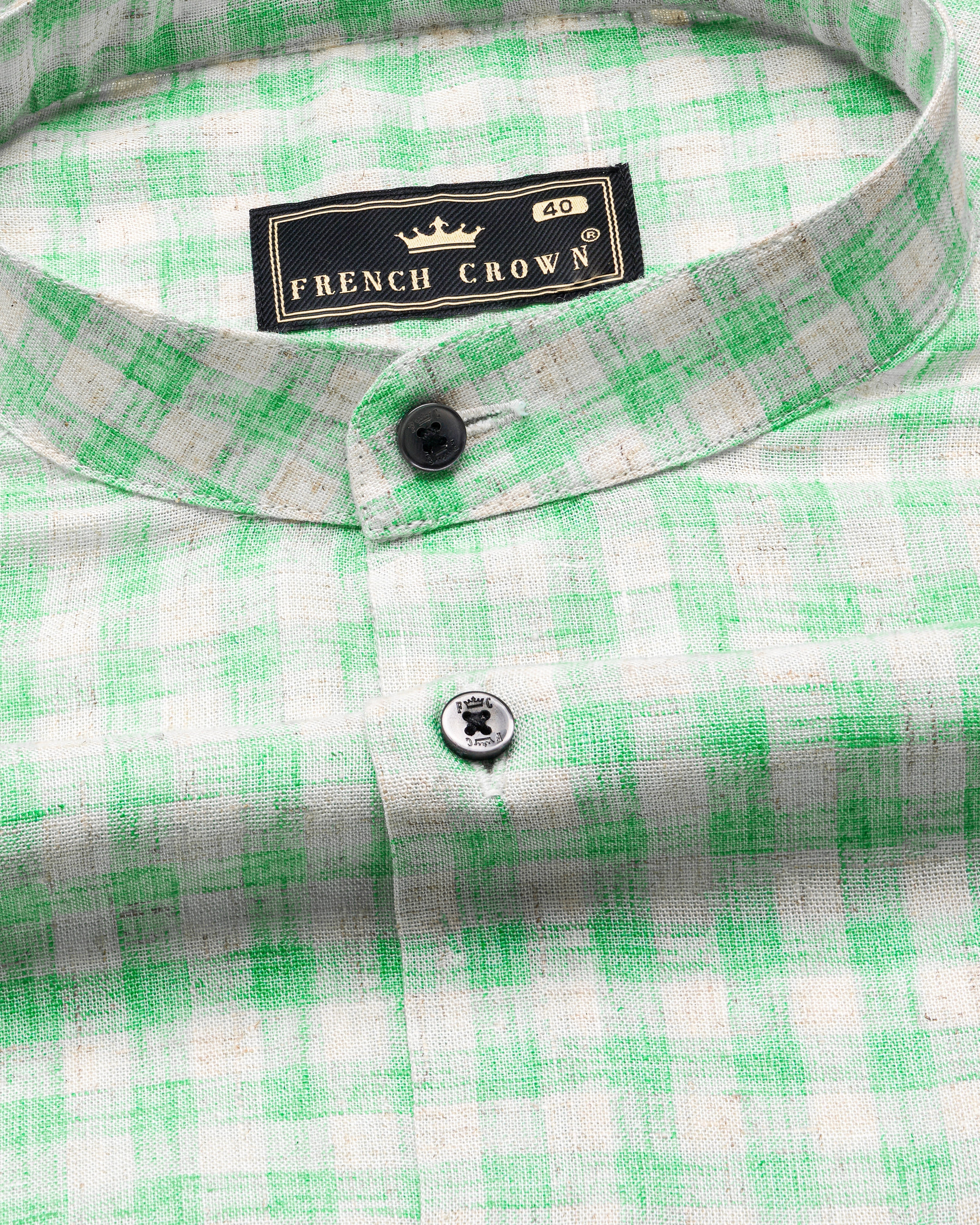 Turquoise Green with Mercury Gray Checkered Luxurious Linen Half Slavees Shirt 9644-M-BLK-SS-H-38, 9644-M-BLK-SS-H-39, 9644-M-BLK-SS-H-40, 9644-M-BLK-SS-H-42, 9644-M-BLK-SS-H-44, 9644-M-BLK-SS-H-46, 9644-M-BLK-SS-H-48, 9644-M-BLK-SS-H-50, 9644-M-BLK-SS-H-52