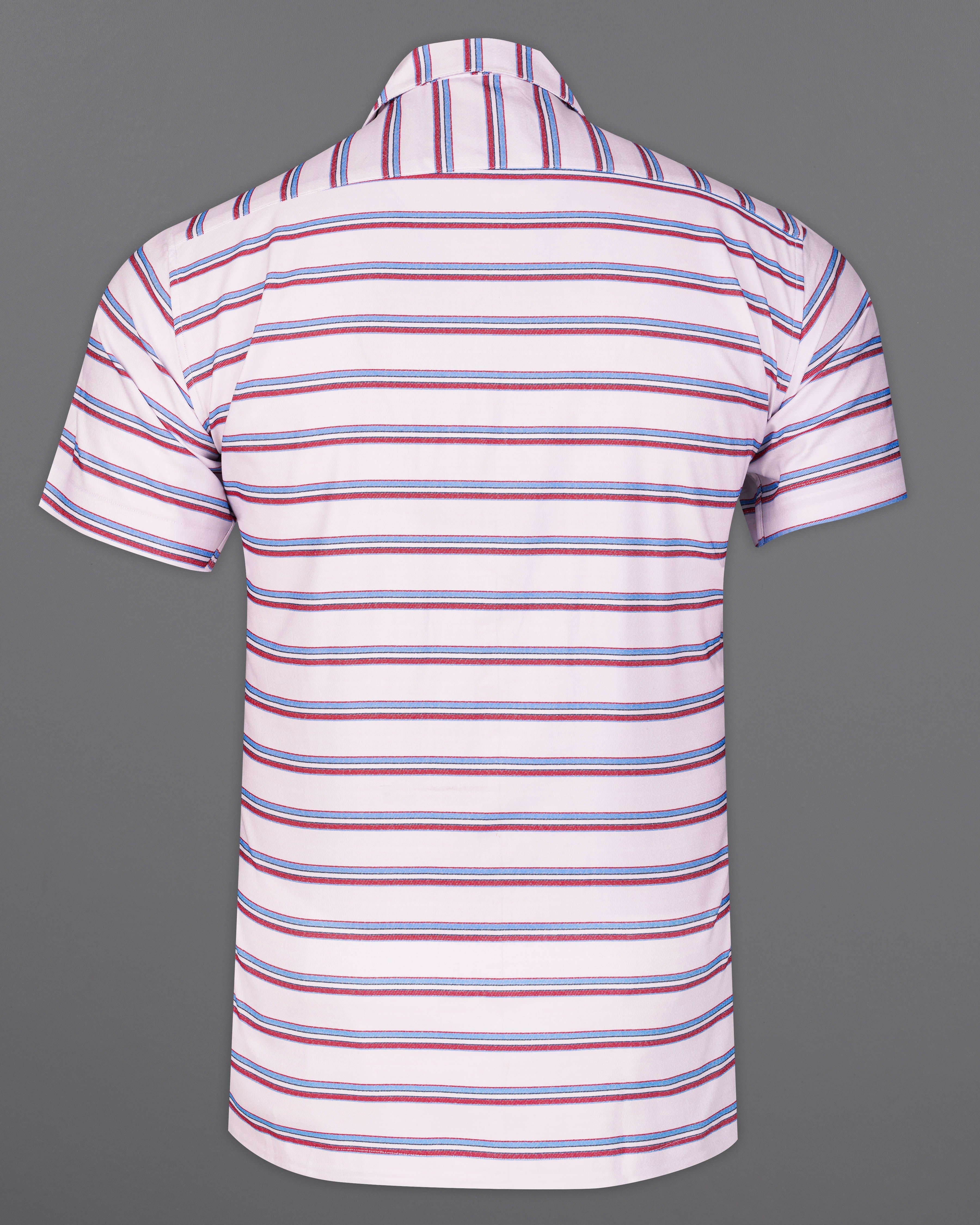 Bright White Multicolour Twill Striped Premium Cotton Half Sleeves Shirt 9662-CC-SS-H-38, 9662-CC-SS-H-39, 9662-CC-SS-H-40, 9662-CC-SS-H-42, 9662-CC-SS-H-44, 9662-CC-SS-H-46, 9662-CC-SS-H-48, 9662-CC-SS-H-50, 9662-CC-SS-H-52