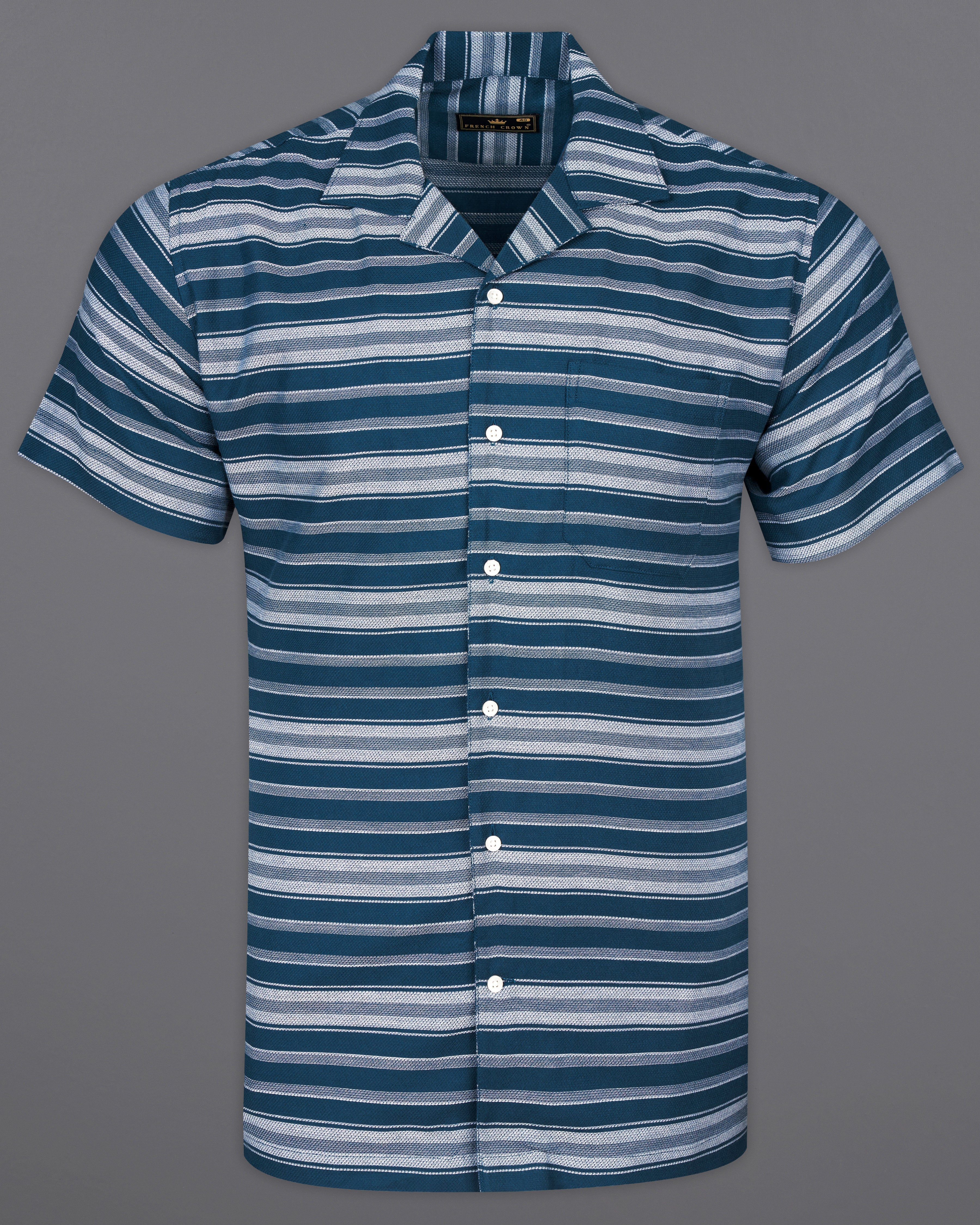 Zodiac Blue Multicolour Striped Dobby Textured Half-Sleeved Shirt 9668-CC-SS-38, 9668-CC-SS-39, 9668-CC-SS-40, 9668-CC-SS-42, 9668-CC-SS-44, 9668-CC-SS-46, 9668-CC-SS-48, 9668-CC-SS-50, 9668-CC-SS-52