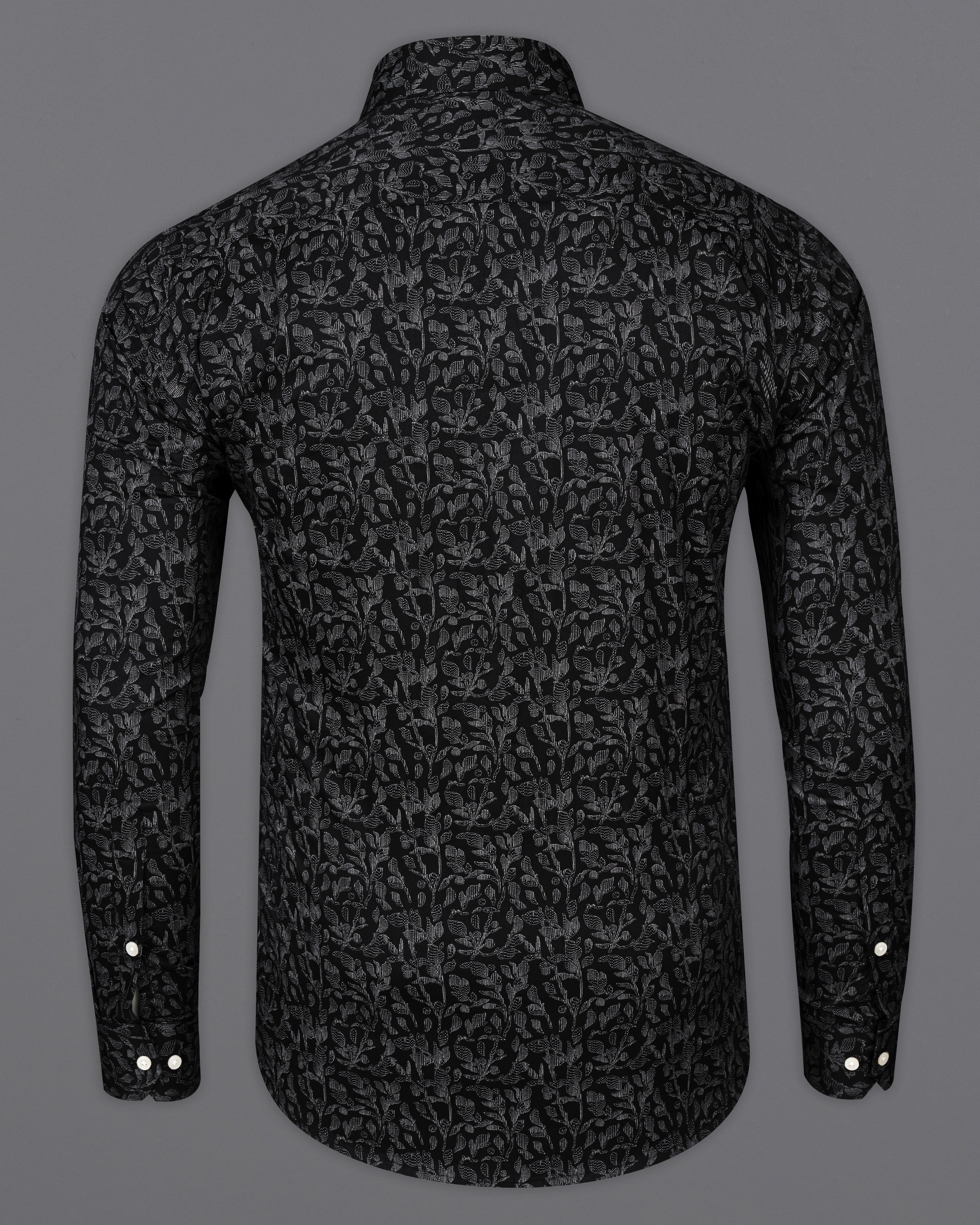 Jade Black with Leaves Printed Super Soft Premium Cotton Shirt 9686-38, 9686-H-38, 9686-39, 9686-H-39, 9686-40, 9686-H-40, 9686-42, 9686-H-42, 9686-44, 9686-H-44, 9686-46, 9686-H-46, 9686-48, 9686-H-48, 9686-50, 9686-H-50, 9686-52, 9686-H-52