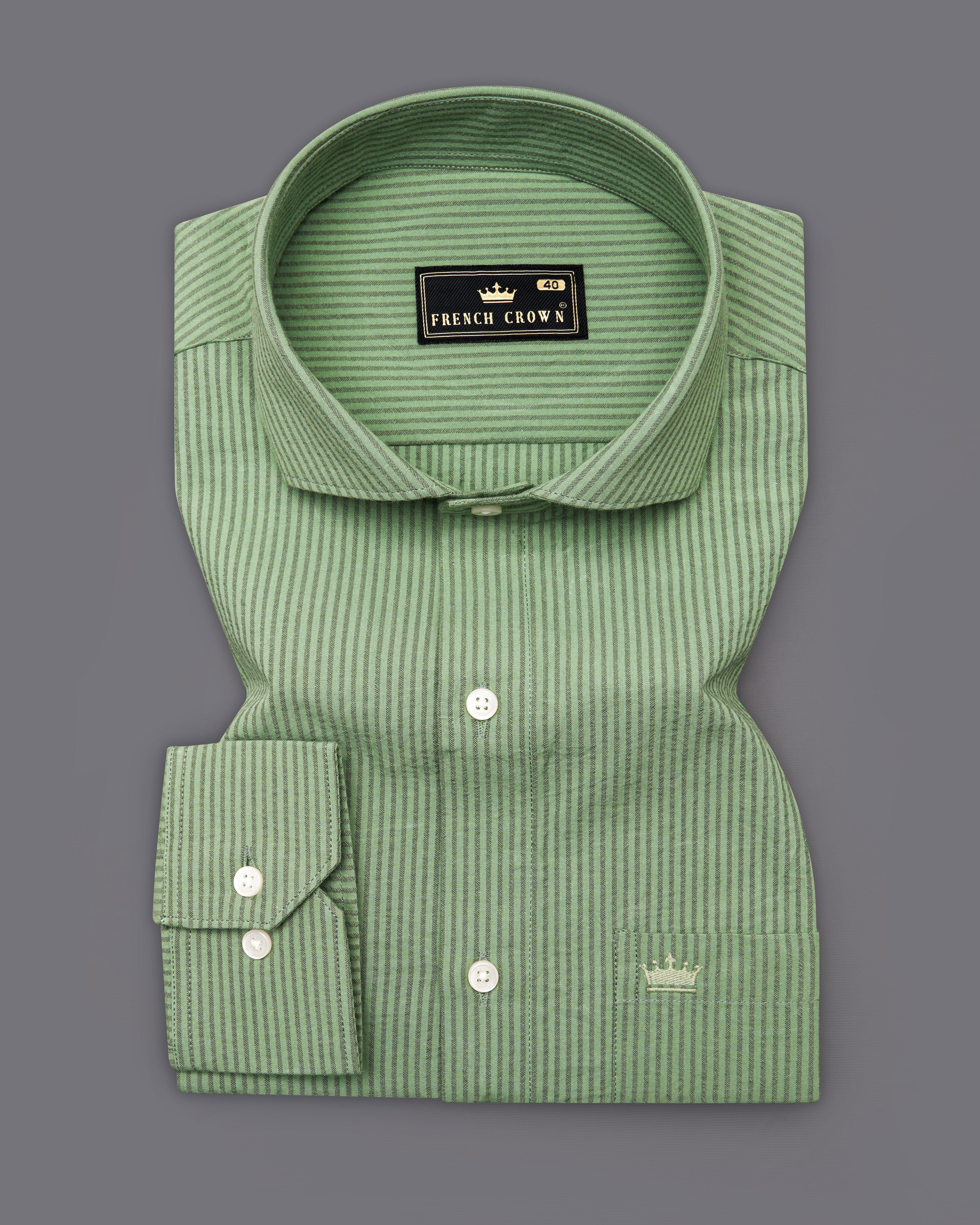 Oxley Green Striped Seersucker Giza Cotton Shirt 9687-CA-38, 9687-CA-H-38, 9687-CA-39, 9687-CA-H-39, 9687-CA-40, 9687-CA-H-40, 9687-CA-42, 9687-CA-H-42, 9687-CA-44, 9687-CA-H-44, 9687-CA-46, 9687-CA-H-46, 9687-CA-48, 9687-CA-H-48, 9687-CA-50, 9687-CA-H-50, 9687-CA-52, 9687-CA-H-52