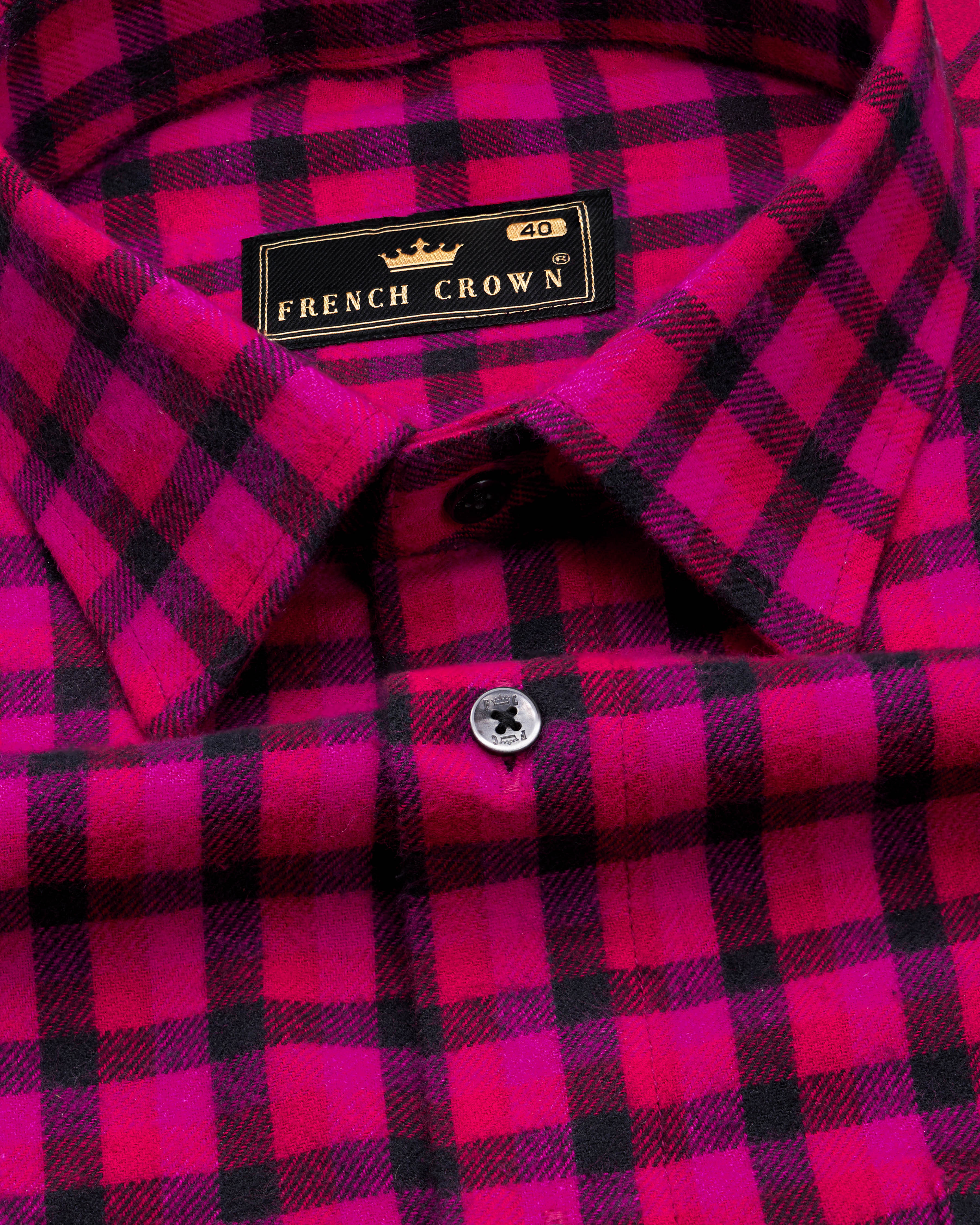 Raspberry Red with Black Checkered Flannel Shirt 9691-BLK-38, 9691-BLK-H-38, 9691-BLK-39, 9691-BLK-H-39, 9691-BLK-40, 9691-BLK-H-40, 9691-BLK-42, 9691-BLK-H-42, 9691-BLK-44, 9691-BLK-H-44, 9691-BLK-46, 9691-BLK-H-46, 9691-BLK-48, 9691-BLK-H-48, 9691-BLK-50, 9691-BLK-H-50, 9691-BLK-52, 9691-BLK-H-52