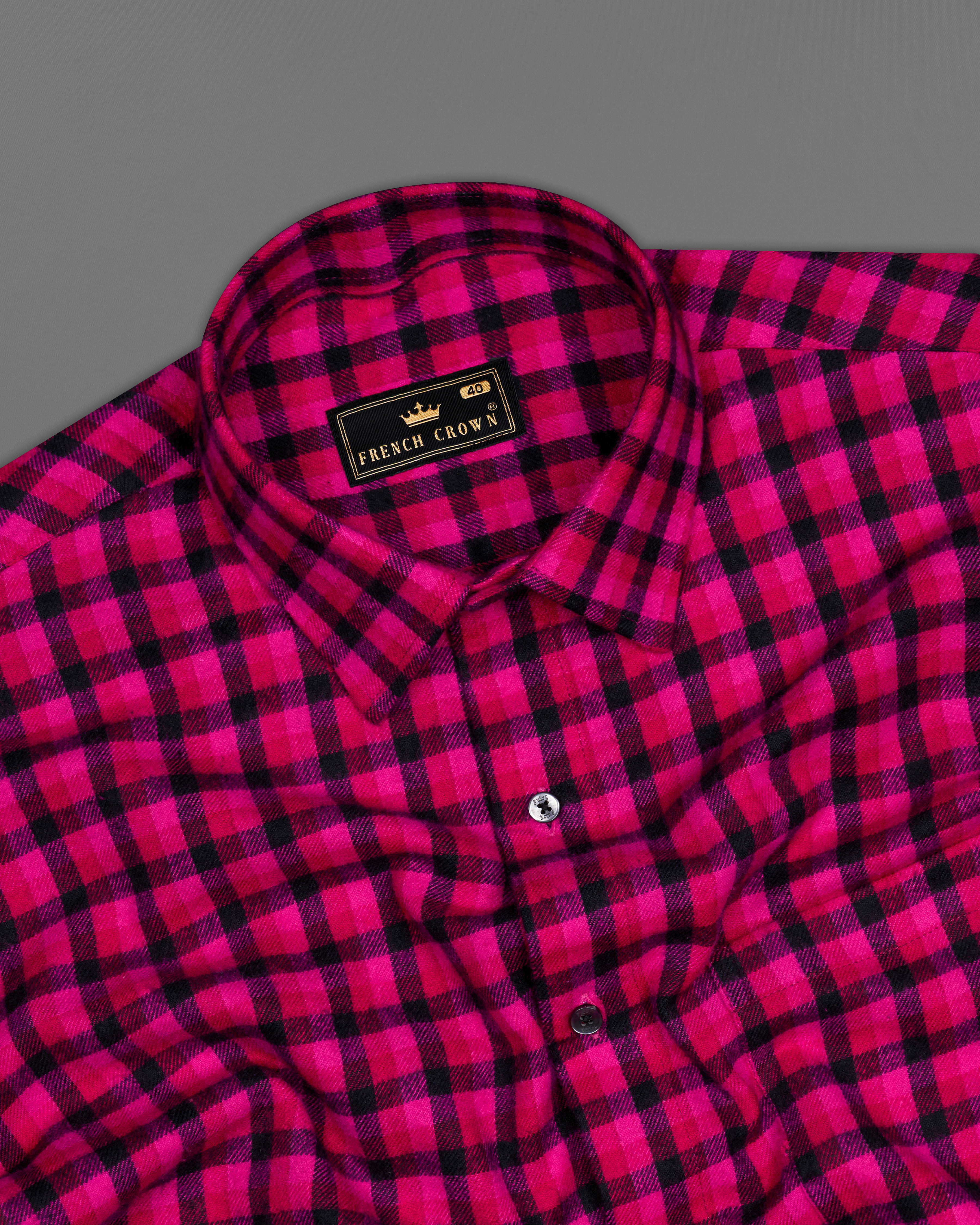 Raspberry Red with Black Checkered Flannel Shirt 9691-BLK-38, 9691-BLK-H-38, 9691-BLK-39, 9691-BLK-H-39, 9691-BLK-40, 9691-BLK-H-40, 9691-BLK-42, 9691-BLK-H-42, 9691-BLK-44, 9691-BLK-H-44, 9691-BLK-46, 9691-BLK-H-46, 9691-BLK-48, 9691-BLK-H-48, 9691-BLK-50, 9691-BLK-H-50, 9691-BLK-52, 9691-BLK-H-52