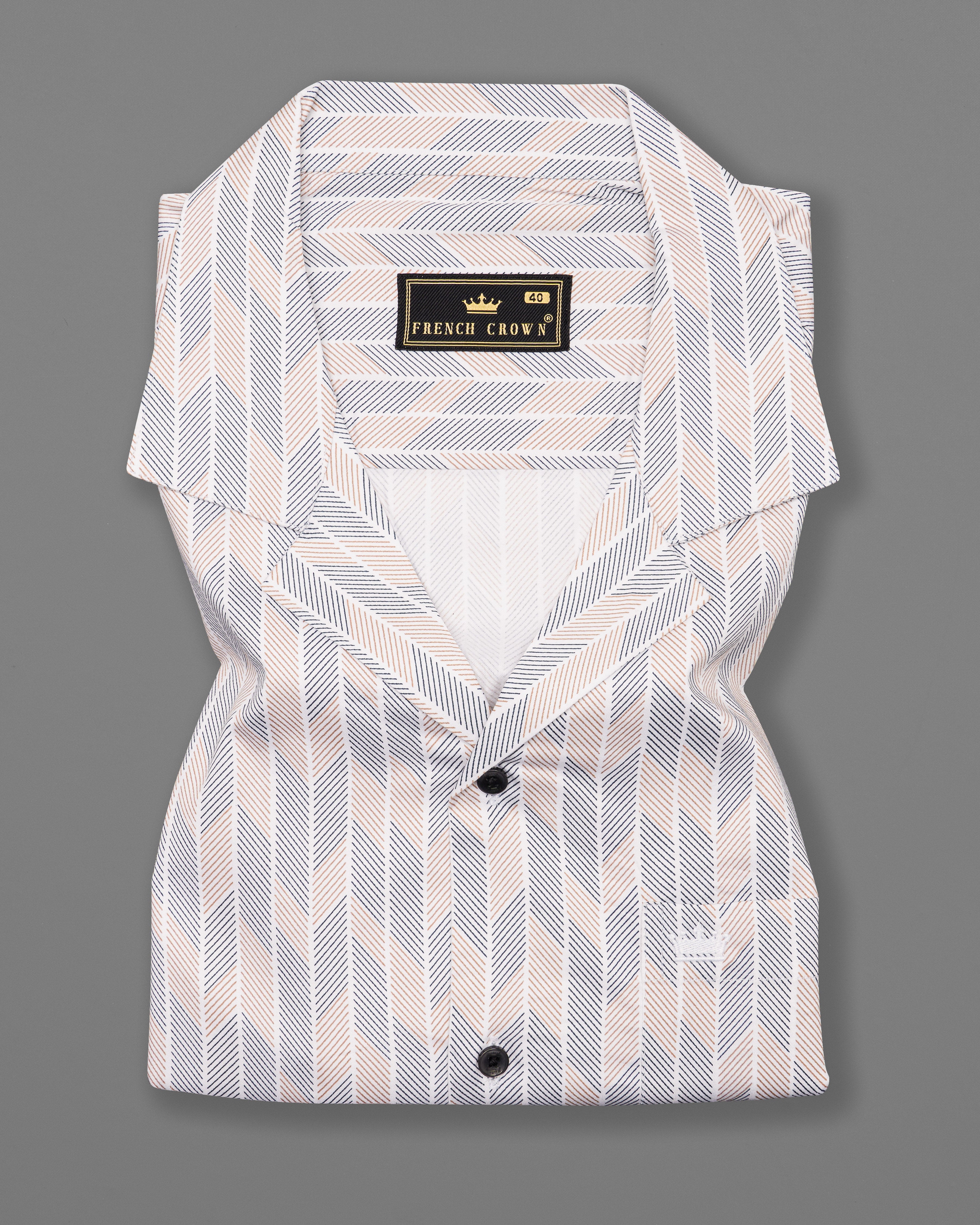 Chestnut Peach with Flint Gray Striped Super Soft Premium Cotton Half Sleeved Shirt 9694-CC-BLK-SS-38, 9694-CC-BLK-SS-39, 9694-CC-BLK-SS-40, 9694-CC-BLK-SS-42, 9694-CC-BLK-SS-44, 9694-CC-BLK-SS-46, 9694-CC-BLK-SS-48, 9694-CC-BLK-SS-50, 9694-CC-BLK-SS-52