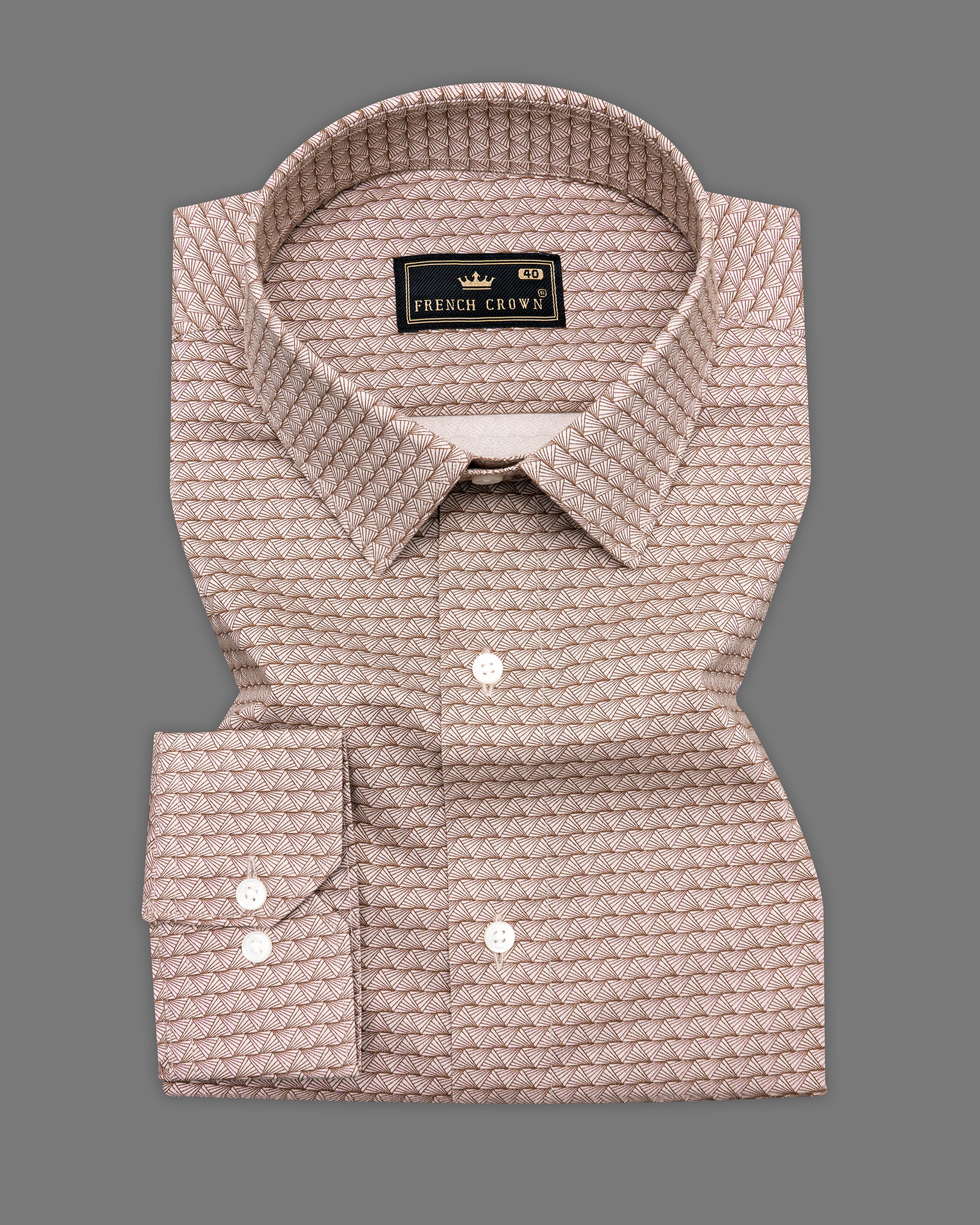 Cosmos Peach with Ferra Brown Geometric Pattern Royal Oxford Designer Shirt 9702-P449-38, 9702-P449-H-38, 9702-P449-39, 9702-P449-H-39, 9702-P449-40, 9702-P449-H-40, 9702-P449-42, 9702-P449-H-42, 9702-P449-44, 9702-P449-H-44, 9702-P449-46, 9702-P449-H-46, 9702-P449-48, 9702-P449-H-48, 9702-P449-50, 9702-P449-H-50, 9702-P449-52, 9702-P449-H-52