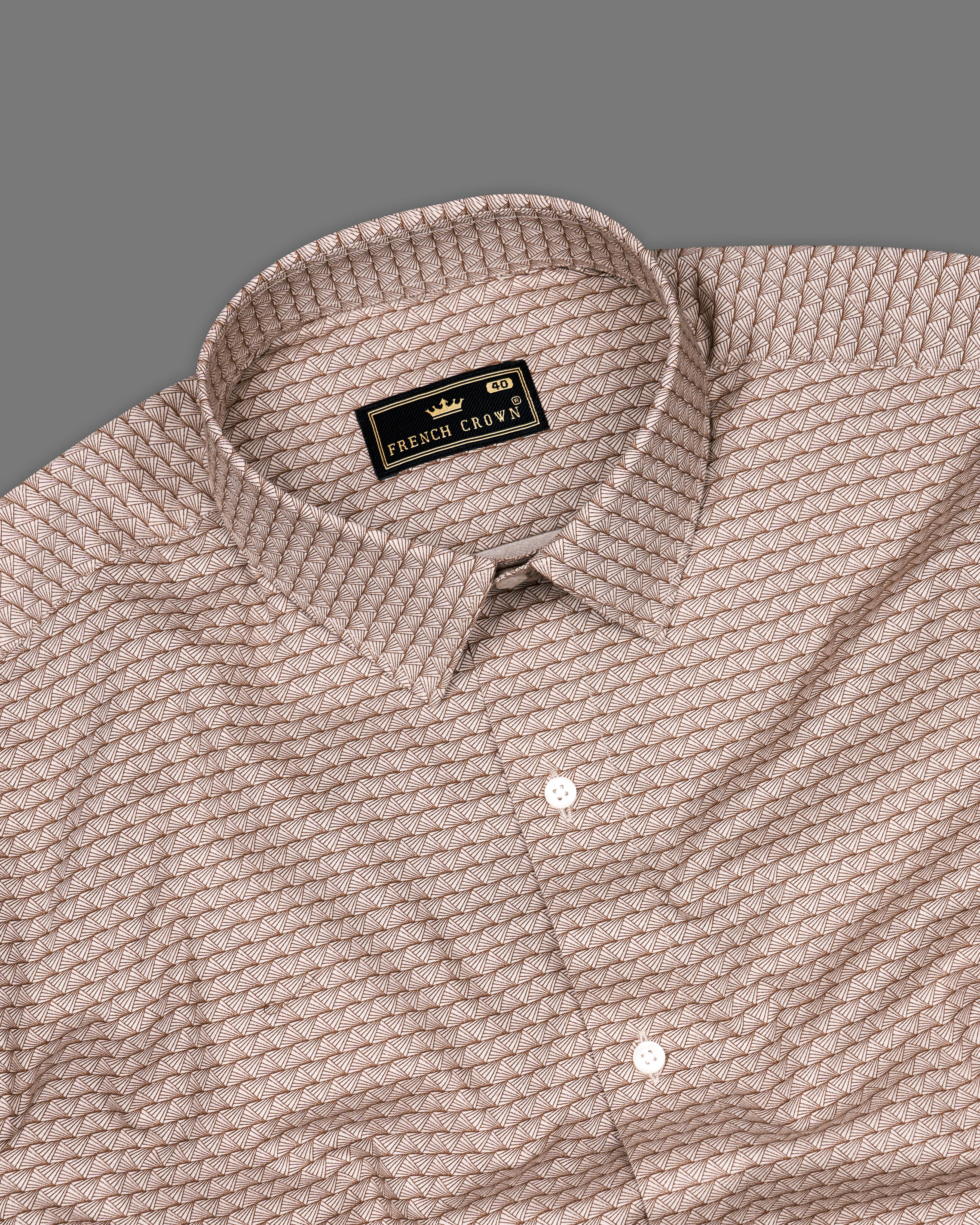 Cosmos Peach with Ferra Brown Geometric Pattern Royal Oxford Designer Shirt 9702-P449-38, 9702-P449-H-38, 9702-P449-39, 9702-P449-H-39, 9702-P449-40, 9702-P449-H-40, 9702-P449-42, 9702-P449-H-42, 9702-P449-44, 9702-P449-H-44, 9702-P449-46, 9702-P449-H-46, 9702-P449-48, 9702-P449-H-48, 9702-P449-50, 9702-P449-H-50, 9702-P449-52, 9702-P449-H-52