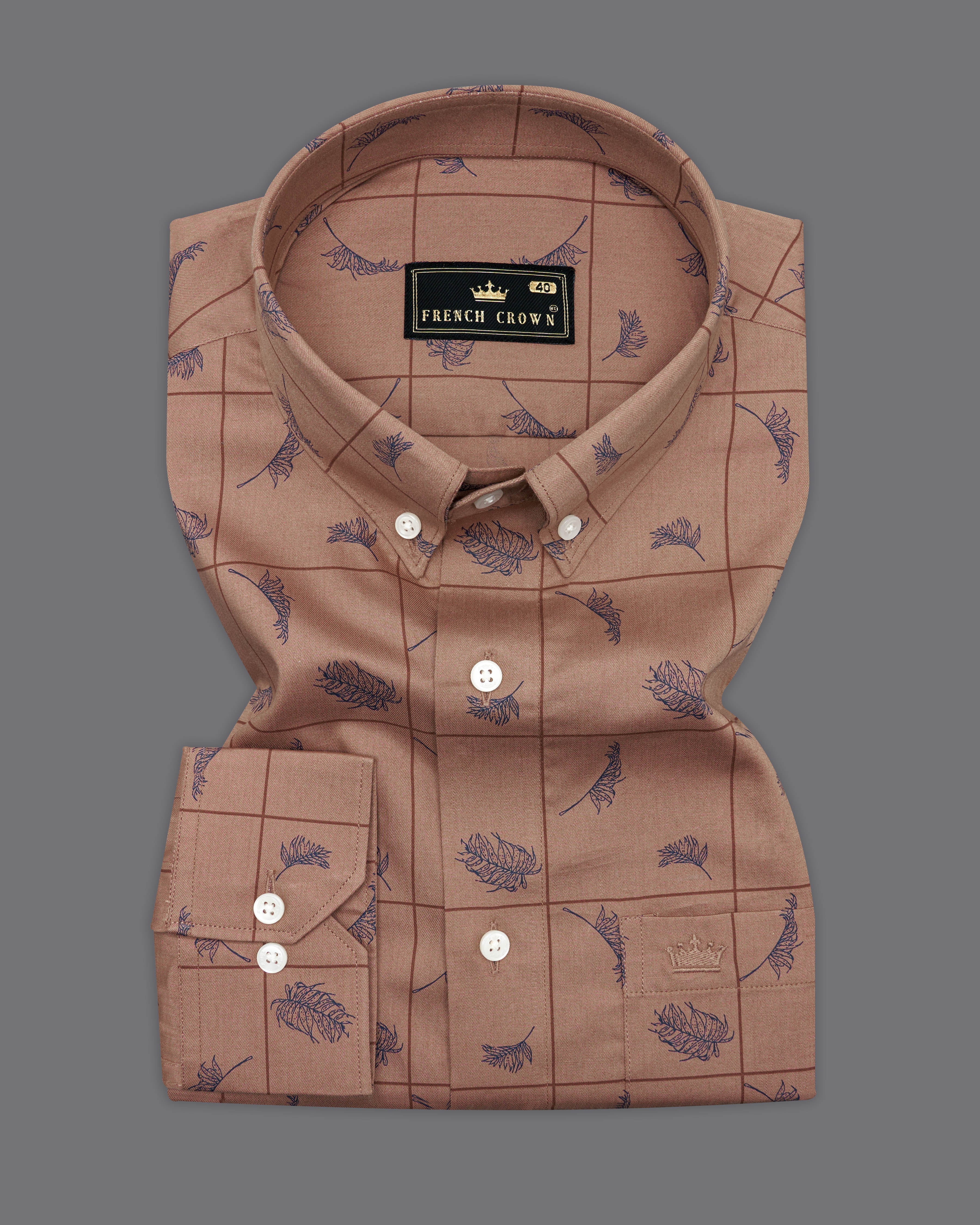 Reddish Brown Windowpane Leaves Printed Super Soft Premium Cotton Shirt 9714-BD-38, 9714-BD-H-38, 9714-BD-39, 9714-BD-H-39, 9714-BD-40, 9714-BD-H-40, 9714-BD-42, 9714-BD-H-42, 9714-BD-44, 9714-BD-H-44, 9714-BD-46, 9714-BD-H-46, 9714-BD-48, 9714-BD-H-48, 9714-BD-50, 9714-BD-H-50, 9714-BD-52, 9714-BD-H-52