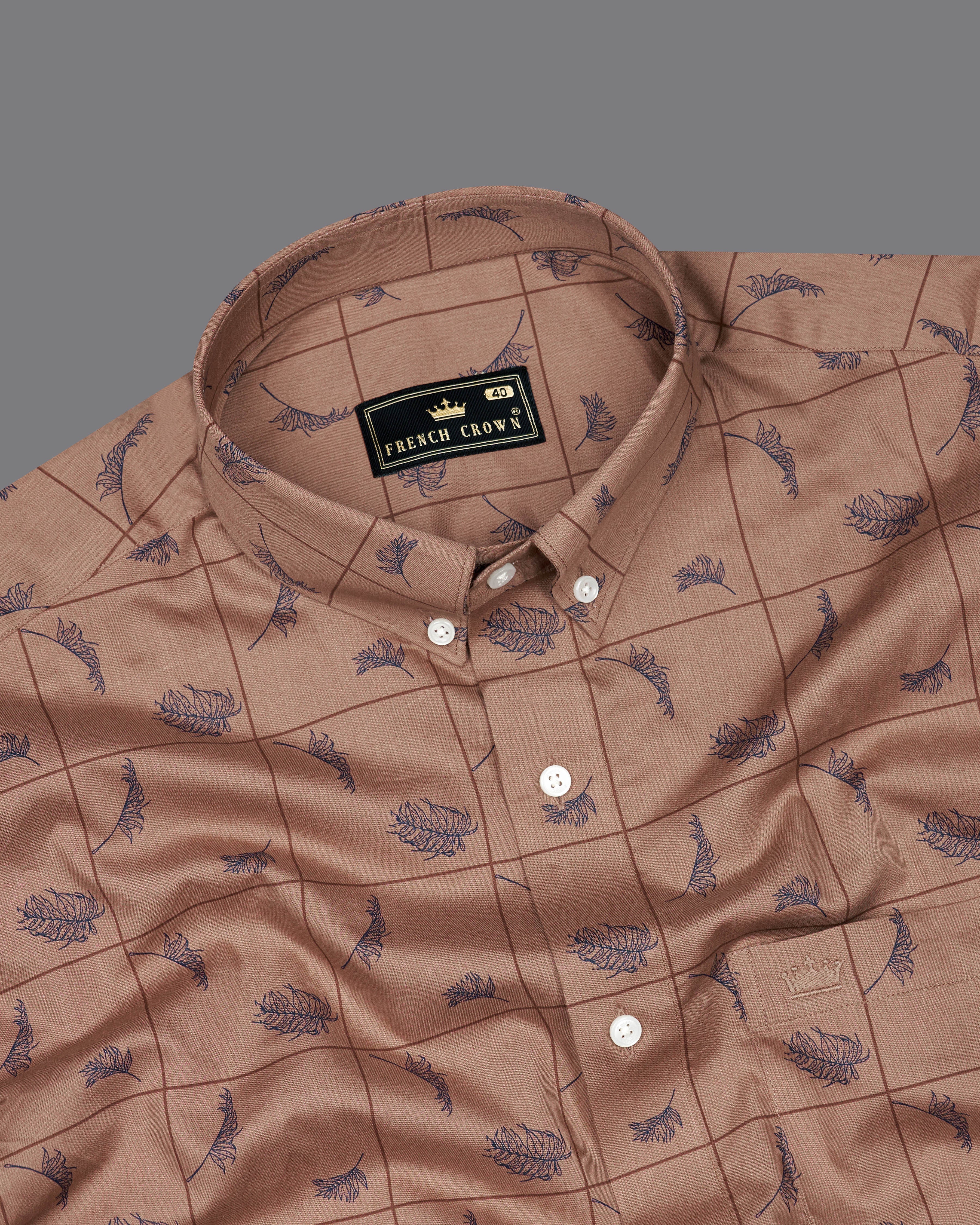 Reddish Brown Windowpane Leaves Printed Super Soft Premium Cotton Shirt 9714-BD-38, 9714-BD-H-38, 9714-BD-39, 9714-BD-H-39, 9714-BD-40, 9714-BD-H-40, 9714-BD-42, 9714-BD-H-42, 9714-BD-44, 9714-BD-H-44, 9714-BD-46, 9714-BD-H-46, 9714-BD-48, 9714-BD-H-48, 9714-BD-50, 9714-BD-H-50, 9714-BD-52, 9714-BD-H-52