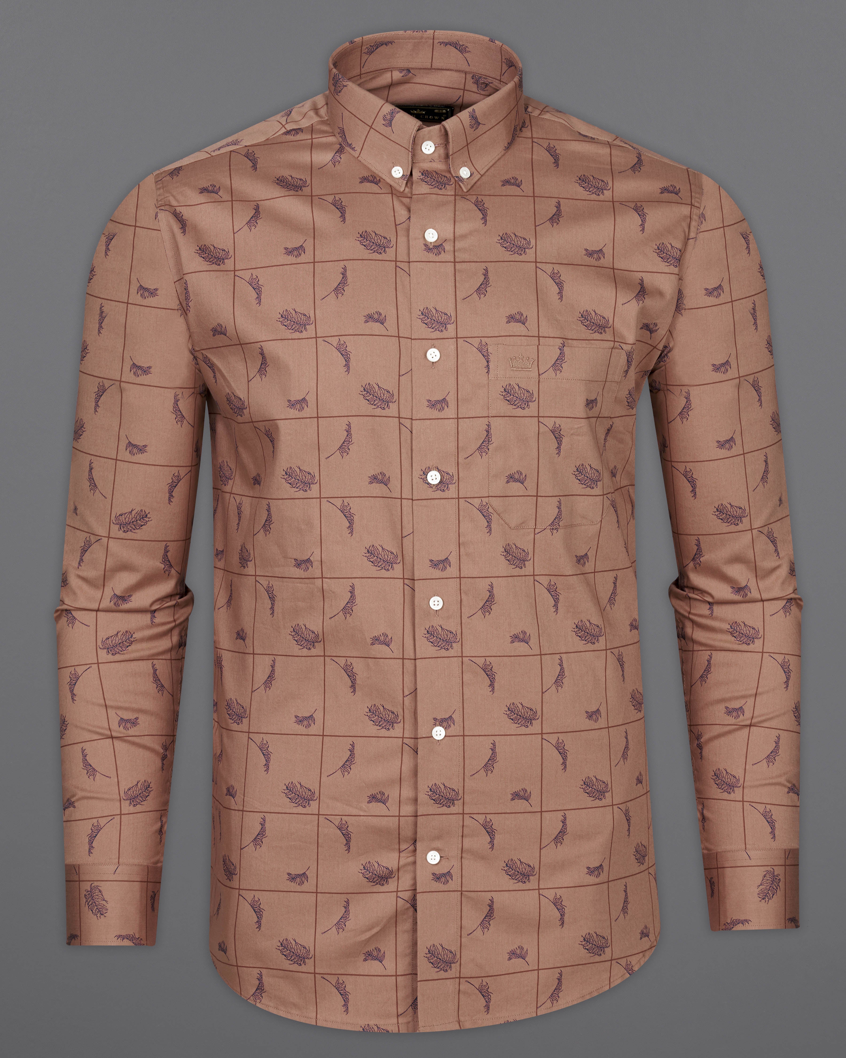 Reddish Brown Windowpane Leaves Printed Super Soft Premium Cotton Shirt 9714-BD-38, 9714-BD-H-38, 9714-BD-39, 9714-BD-H-39, 9714-BD-40, 9714-BD-H-40, 9714-BD-42, 9714-BD-H-42, 9714-BD-44, 9714-BD-H-44, 9714-BD-46, 9714-BD-H-46, 9714-BD-48, 9714-BD-H-48, 9714-BD-50, 9714-BD-H-50, 9714-BD-52, 9714-BD-H-52