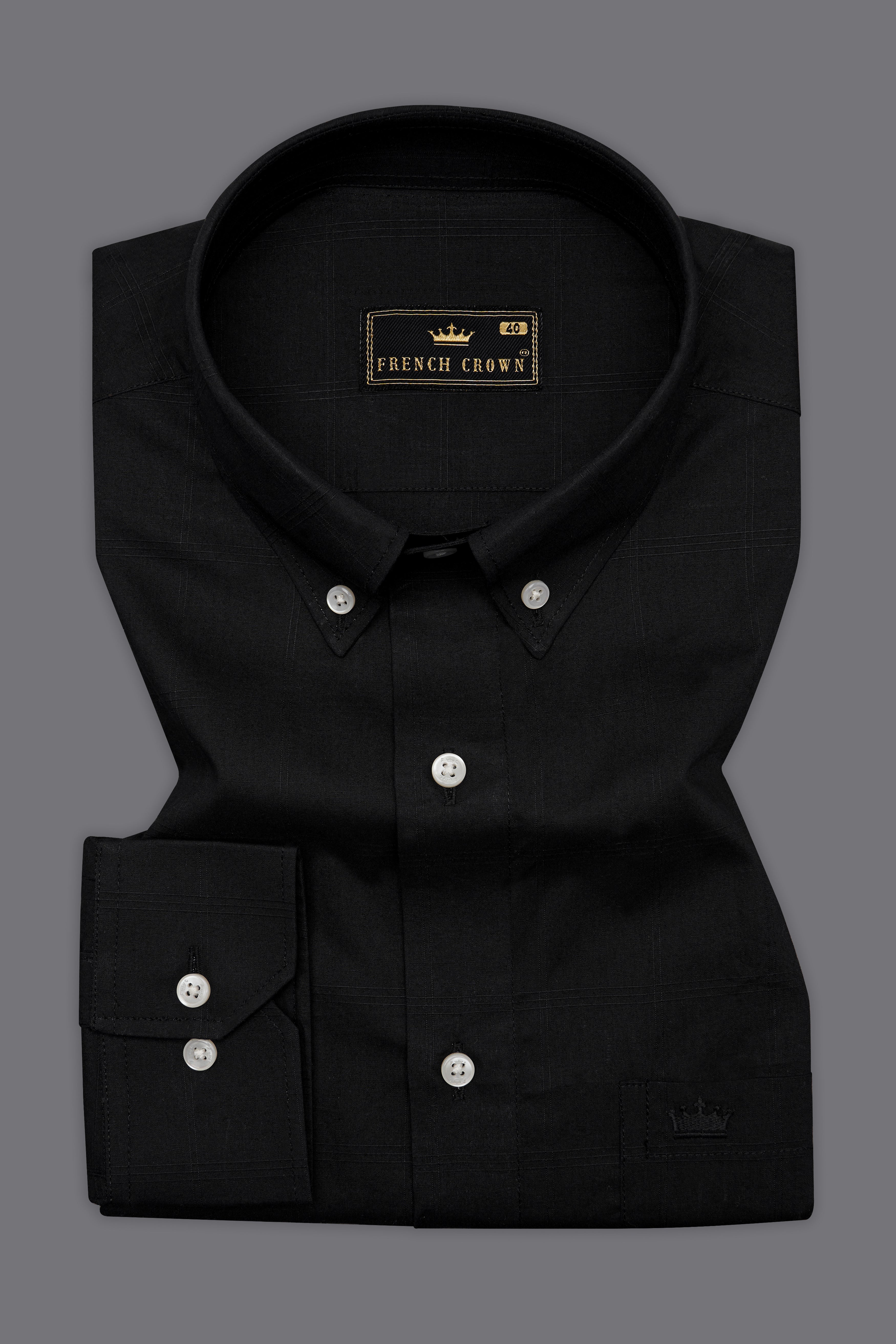 Jade Black Dobby Textured Premium Giza Cotton Shirt