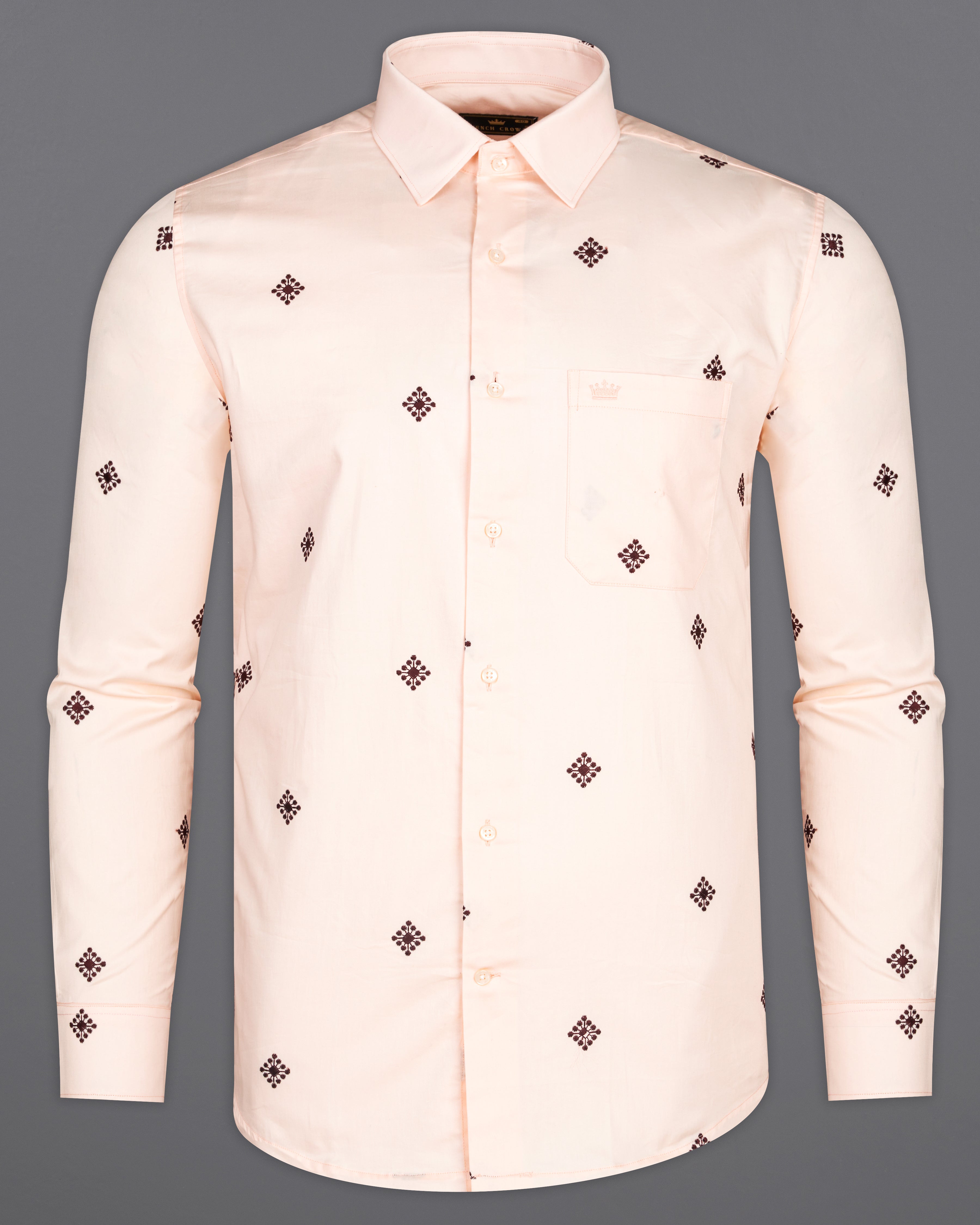 Cinderella Peach Embroidered Textured Super Soft Premium Cotton Shirt 9765-38, 9765-H-38, 9765-39, 9765-H-39, 9765-40, 9765-H-40, 9765-42, 9765-H-42, 9765-44, 9765-H-44, 9765-46, 9765-H-46, 9765-48, 9765-H-48, 9765-50, 9765-H-50, 9765-52, 9765-H-52