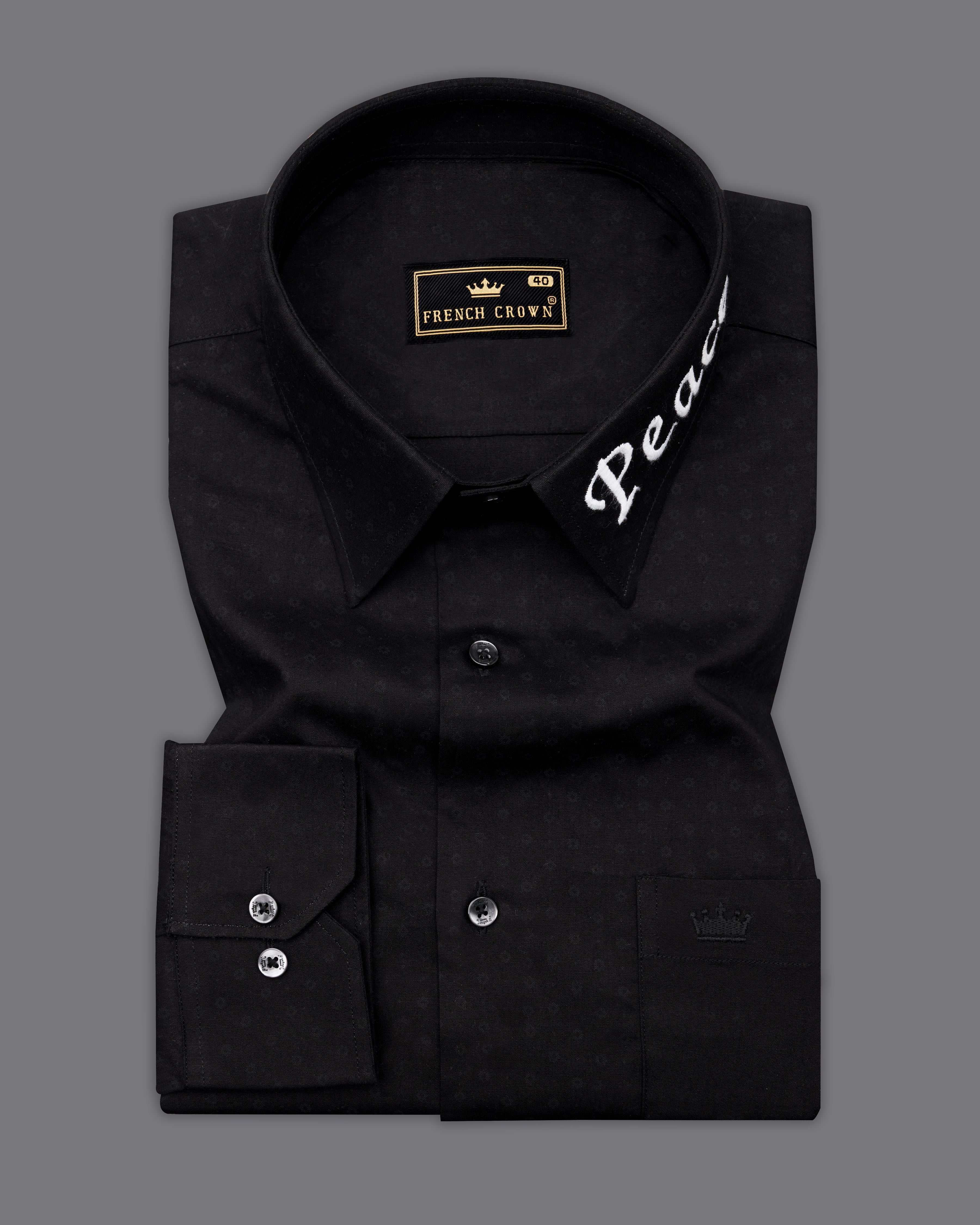 Jade Black Peace Embroidered Royal Oxford Designer Shirt 9773-BLK-P446-38, 9773-BLK-P446-H-38, 9773-BLK-P446-39, 9773-BLK-P446-H-39, 9773-BLK-P446-40, 9773-BLK-P446-H-40, 9773-BLK-P446-42, 9773-BLK-P446-H-42, 9773-BLK-P446-44, 9773-BLK-P446-H-44, 9773-BLK-P446-46, 9773-BLK-P446-H-46, 9773-BLK-P446-48, 9773-BLK-P446-H-48, 9773-BLK-P446-50, 9773-BLK-P446-H-50, 9773-BLK-P446-52, 9773-BLK-P446-H-52