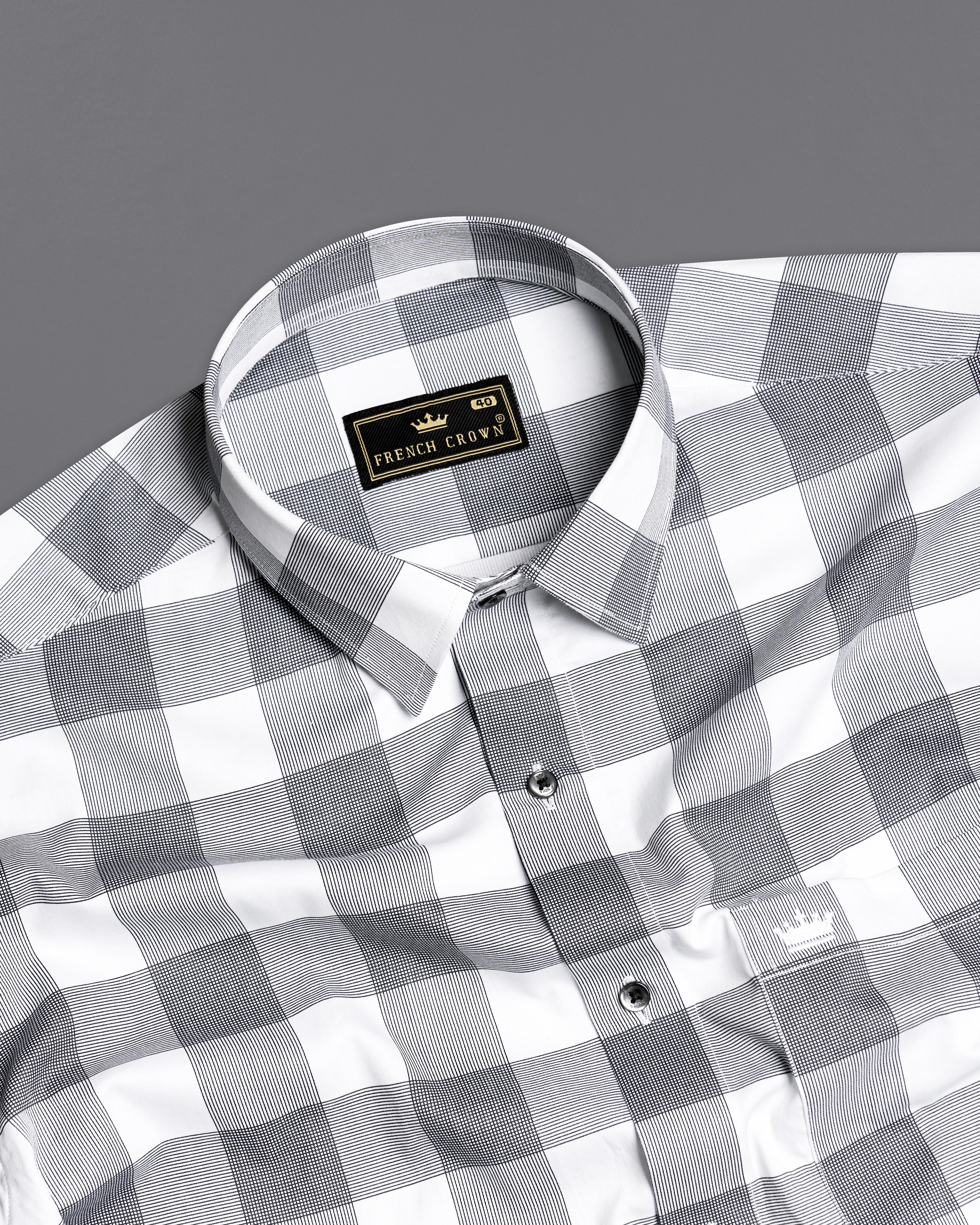 Bright White and Black Twill Checkered Premium Cotton Shirt 9777-BLK-38, 9777-BLK-H-38, 9777-BLK-39, 9777-BLK-H-39, 9777-BLK-40, 9777-BLK-H-40, 9777-BLK-42, 9777-BLK-H-42, 9777-BLK-44, 9777-BLK-H-44, 9777-BLK-46, 9777-BLK-H-46, 9777-BLK-48, 9777-BLK-H-48, 9777-BLK-50, 9777-BLK-H-50, 9777-BLK-52, 9777-BLK-H-52