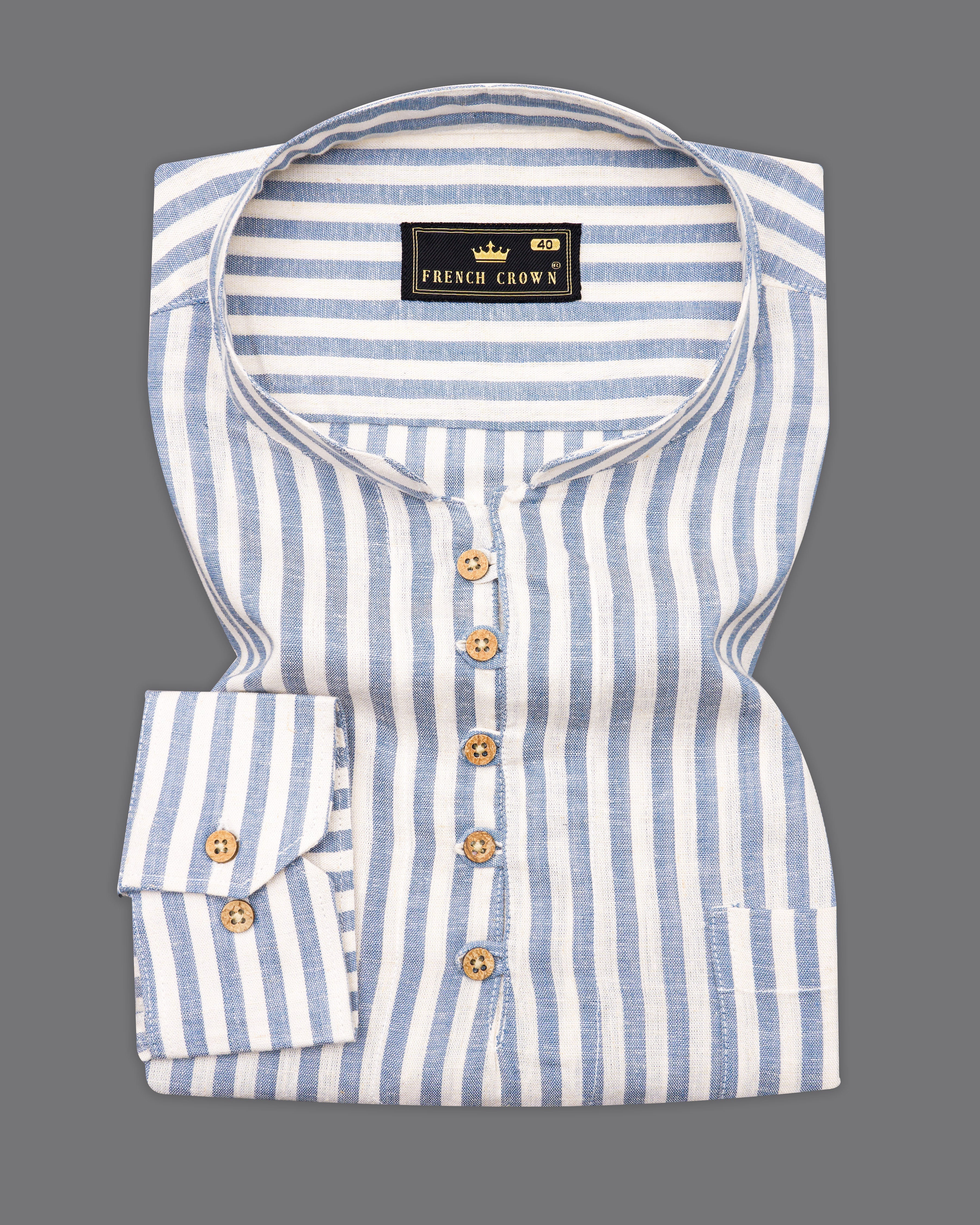 Heather Blue and White Striped Luxurious Linen Kurta Shirt 9783-KS-38, 9783-KS-H-38, 9783-KS-39, 9783-KS-H-39, 9783-KS-40, 9783-KS-H-40, 9783-KS-42, 9783-KS-H-42, 9783-KS-44, 9783-KS-H-44, 9783-KS-46, 9783-KS-H-46, 9783-KS-48, 9783-KS-H-48, 9783-KS-50, 9783-KS-H-50, 9783-KS-52, 9783-KS-H-52