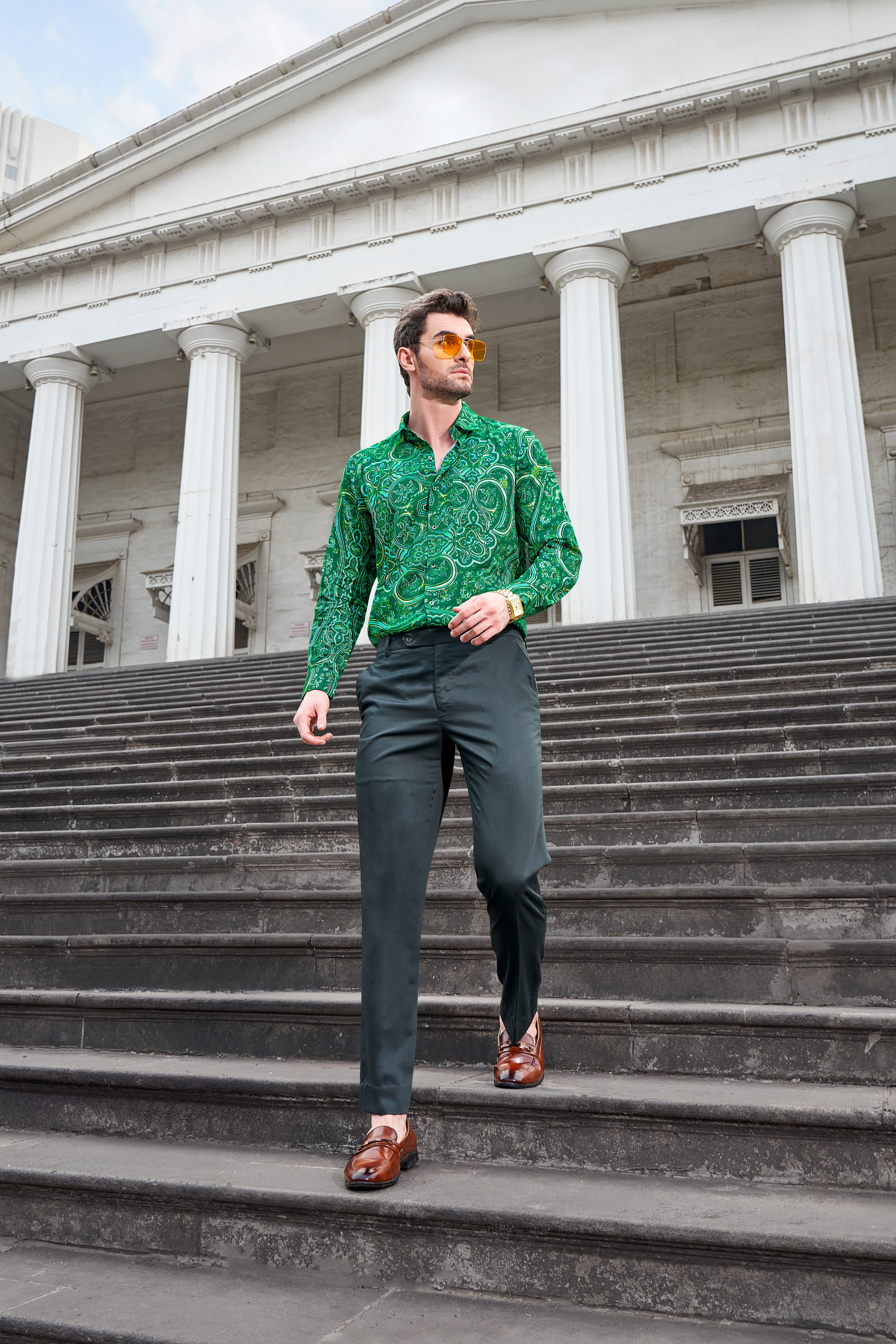 Dartmouth Green With Boho Printed Super Soft Premium Cotton Shirt