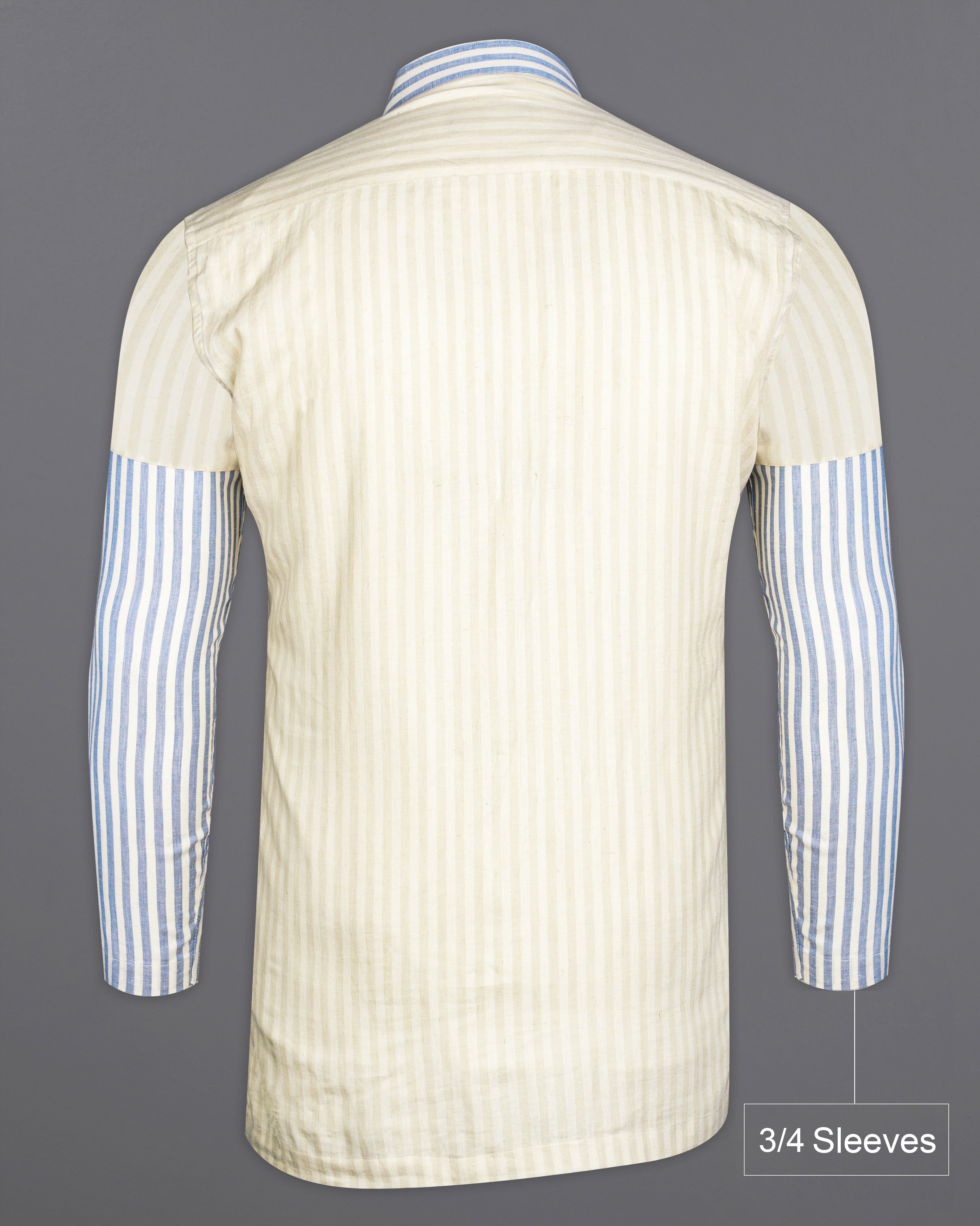 Wheatfield Beige and White Striped Luxurious Linen Designer Shirt