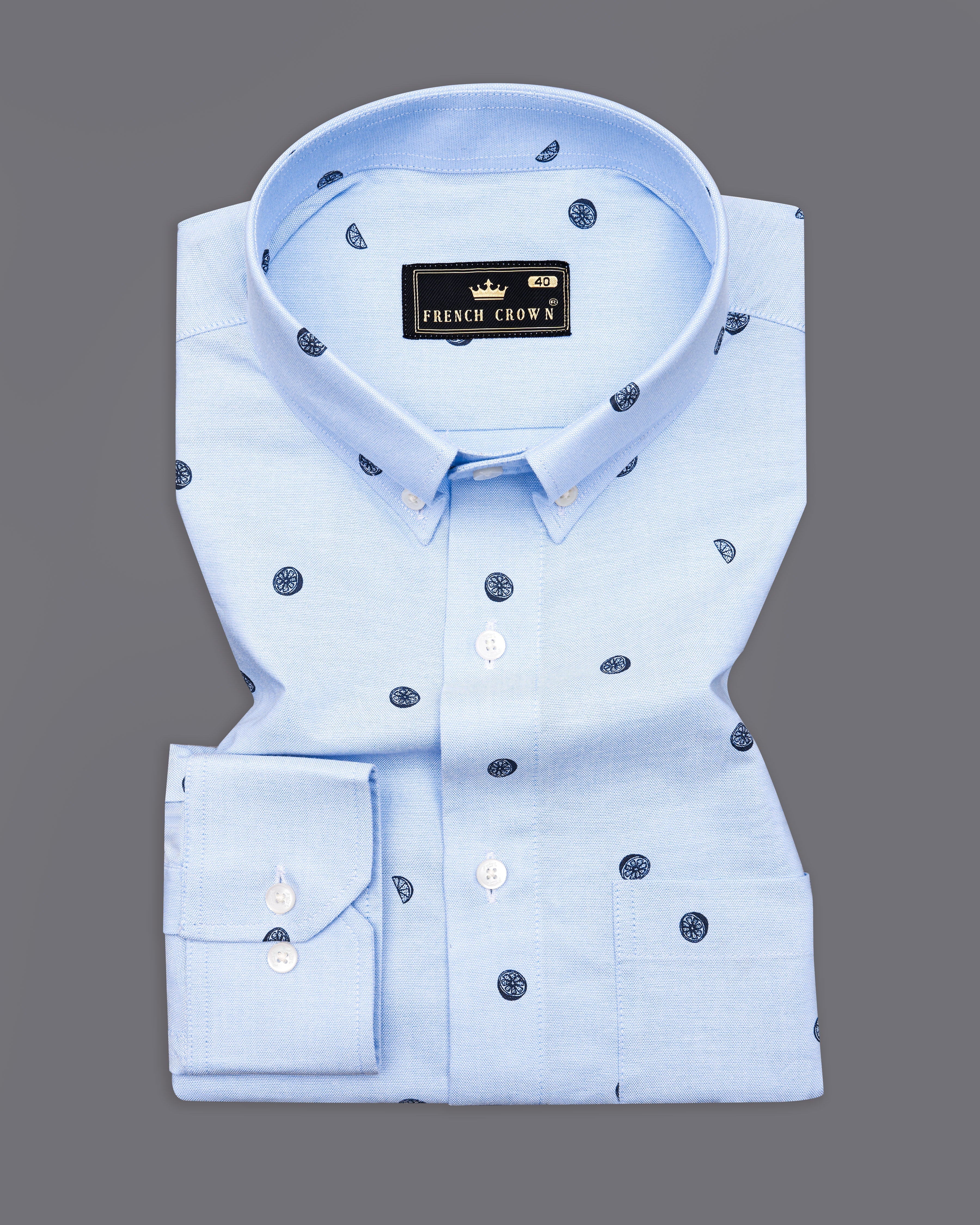 Spindle Sky Blue with Gunmetal Blue Printed Royal Oxford Shirt 9849-BD-38, 9849-BD-H-38, 9849-BD-39, 9849-BD-H-39, 9849-BD-40, 9849-BD-H-40, 9849-BD-42, 9849-BD-H-42, 9849-BD-44, 9849-BD-H-44, 9849-BD-46, 9849-BD-H-46, 9849-BD-48, 9849-BD-H-48, 9849-BD-50, 9849-BD-H-50, 9849-BD-52, 9849-BD-H-52