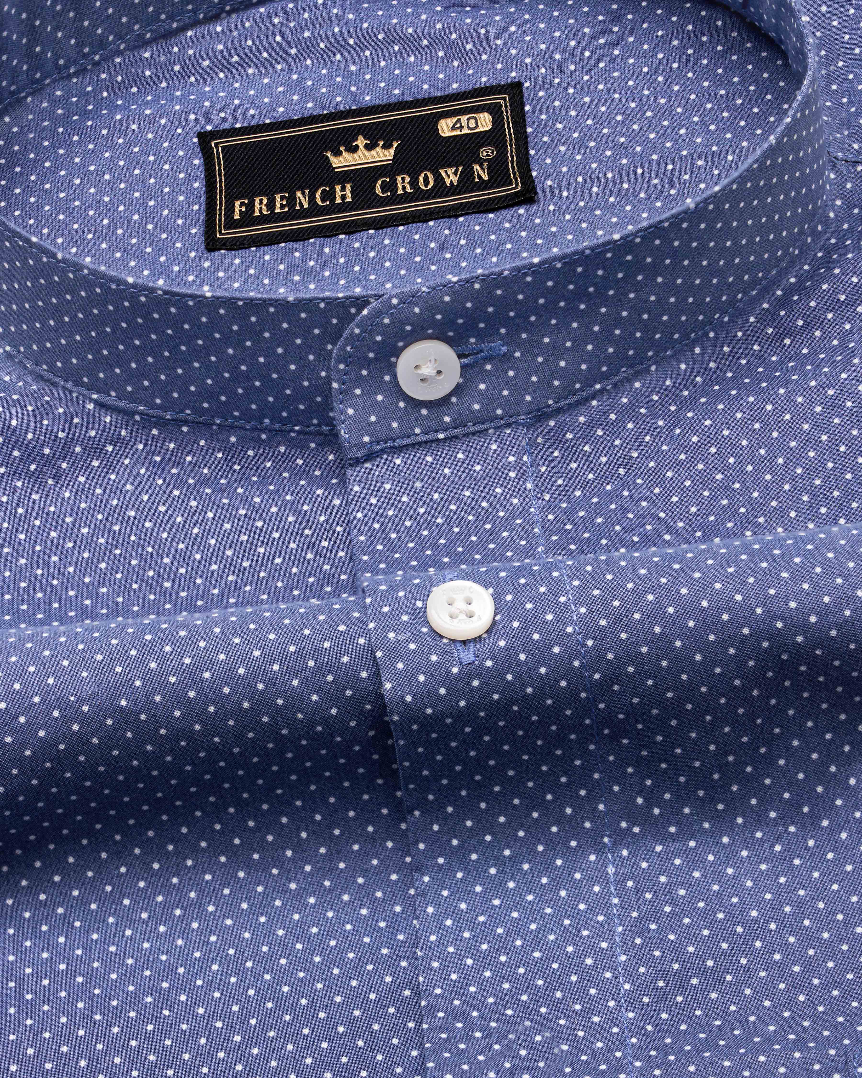 Twilight Blue Polka Dotted Premium Cotton Shirt 9853-M-38, 9853-M-H-38, 9853-M-39, 9853-M-H-39, 9853-M-40, 9853-M-H-40, 9853-M-42, 9853-M-H-42, 9853-M-44, 9853-M-H-44, 9853-M-46, 9853-M-H-46, 9853-M-48, 9853-M-H-48, 9853-M-50, 9853-M-H-50, 9853-M-52, 9853-M-H-52