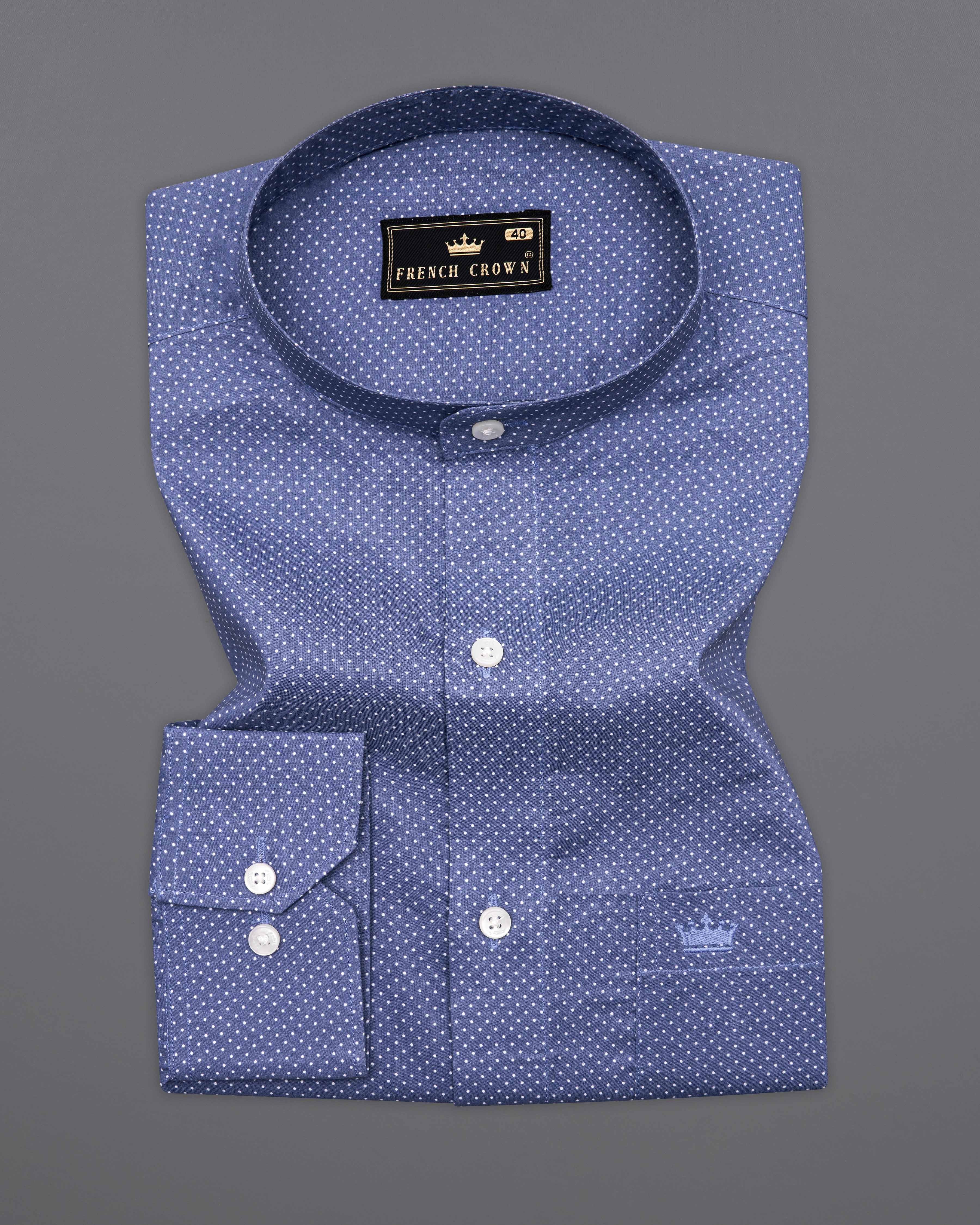 Twilight Blue Polka Dotted Premium Cotton Shirt 9853-M-38, 9853-M-H-38, 9853-M-39, 9853-M-H-39, 9853-M-40, 9853-M-H-40, 9853-M-42, 9853-M-H-42, 9853-M-44, 9853-M-H-44, 9853-M-46, 9853-M-H-46, 9853-M-48, 9853-M-H-48, 9853-M-50, 9853-M-H-50, 9853-M-52, 9853-M-H-52