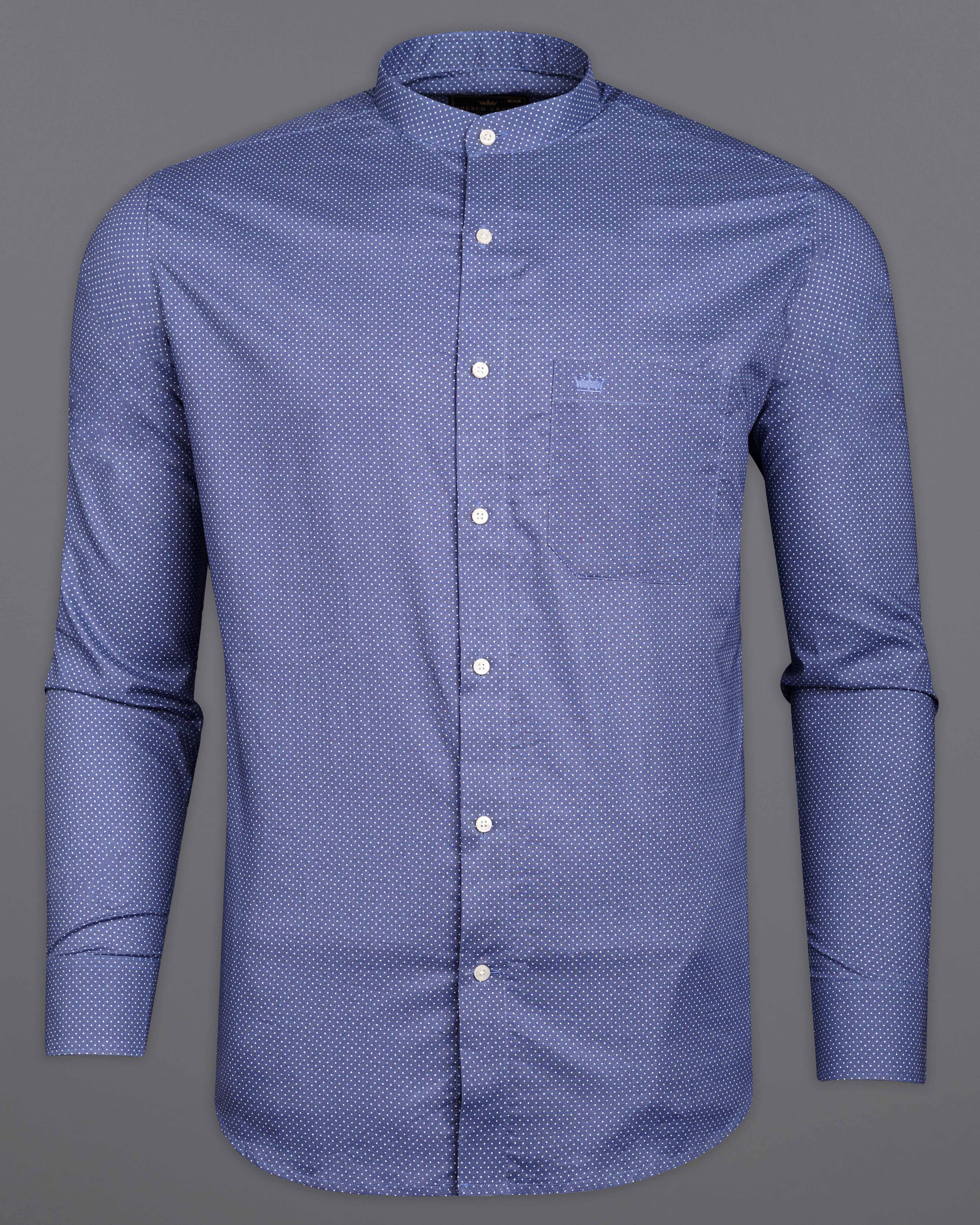 Twilight Blue Polka Dotted Premium Cotton Shirt 9853-M-38, 9853-M-H-38, 9853-M-39, 9853-M-H-39, 9853-M-40, 9853-M-H-40, 9853-M-42, 9853-M-H-42, 9853-M-44, 9853-M-H-44, 9853-M-46, 9853-M-H-46, 9853-M-48, 9853-M-H-48, 9853-M-50, 9853-M-H-50, 9853-M-52, 9853-M-H-52