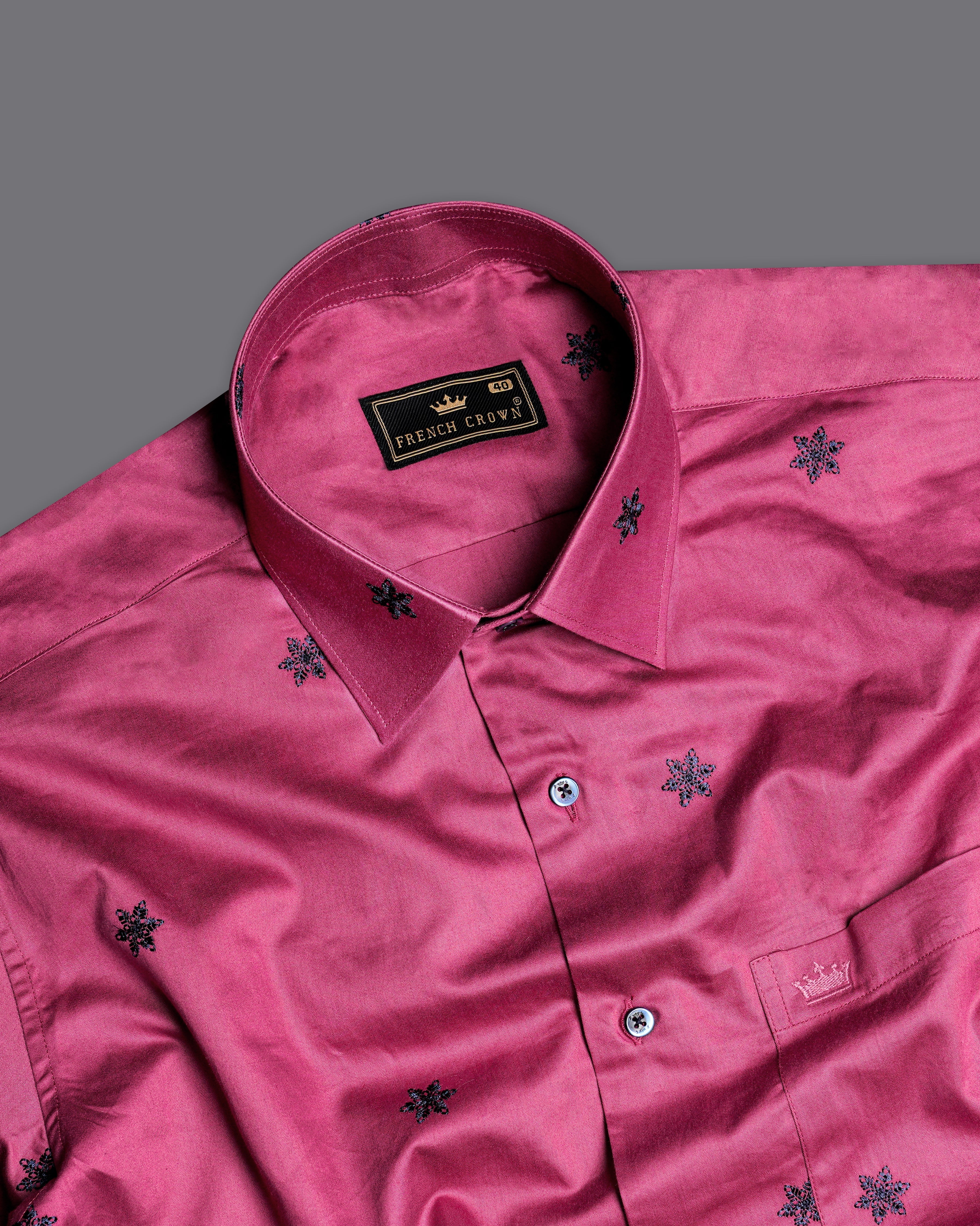 Cabaret Pink with Black Embroidered Super Soft Premium Cotton Shirt 9857-BLK-38, 9857-BLK-H-38, 9857-BLK-39, 9857-BLK-H-39, 9857-BLK-40, 9857-BLK-H-40, 9857-BLK-42, 9857-BLK-H-42, 9857-BLK-44, 9857-BLK-H-44, 9857-BLK-46, 9857-BLK-H-46, 9857-BLK-48, 9857-BLK-H-48, 9857-BLK-50, 9857-BLK-H-50, 9857-BLK-52, 9857-BLK-H-52