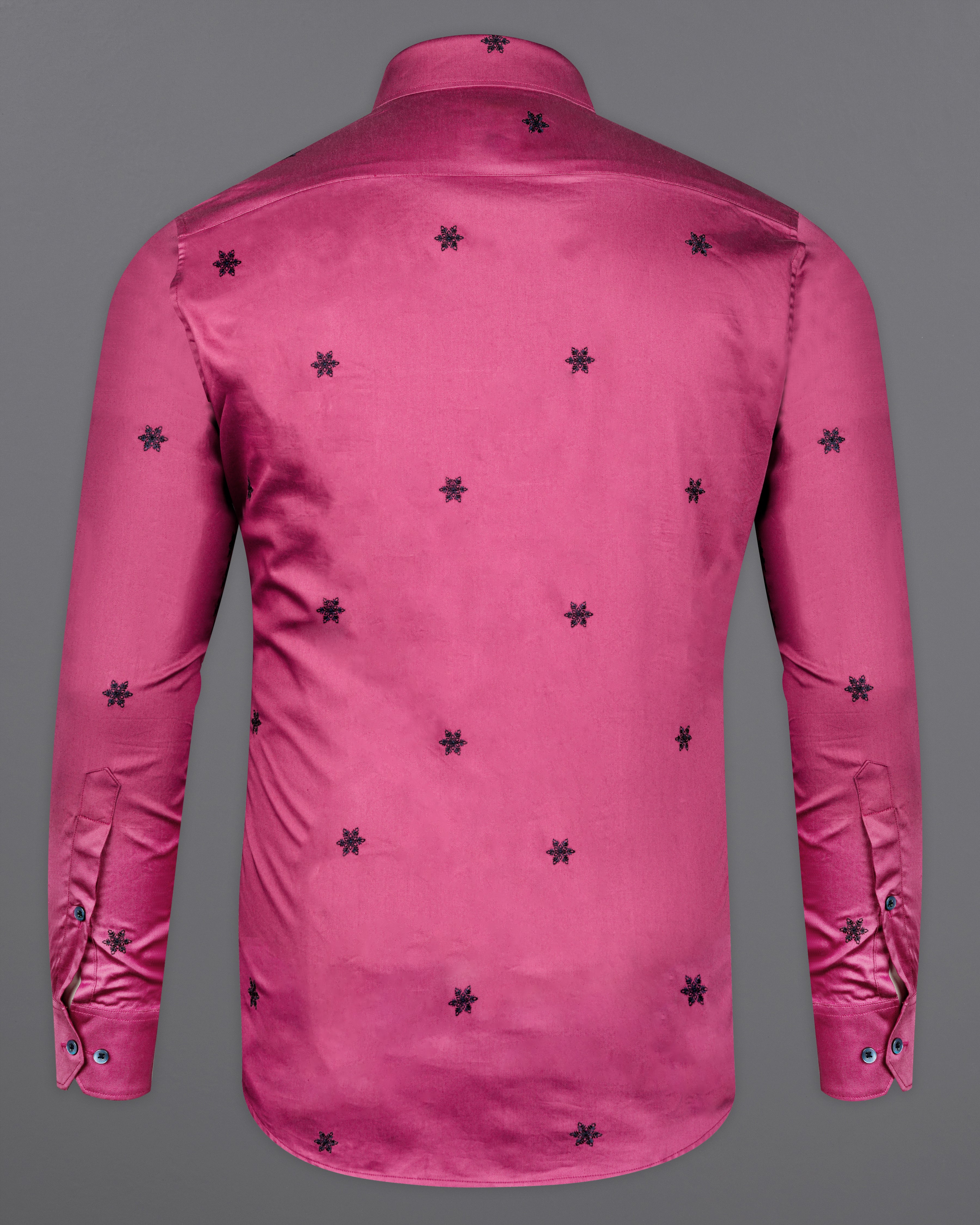 Cabaret Pink with Black Embroidered Super Soft Premium Cotton Shirt 9857-BLK-38, 9857-BLK-H-38, 9857-BLK-39, 9857-BLK-H-39, 9857-BLK-40, 9857-BLK-H-40, 9857-BLK-42, 9857-BLK-H-42, 9857-BLK-44, 9857-BLK-H-44, 9857-BLK-46, 9857-BLK-H-46, 9857-BLK-48, 9857-BLK-H-48, 9857-BLK-50, 9857-BLK-H-50, 9857-BLK-52, 9857-BLK-H-52