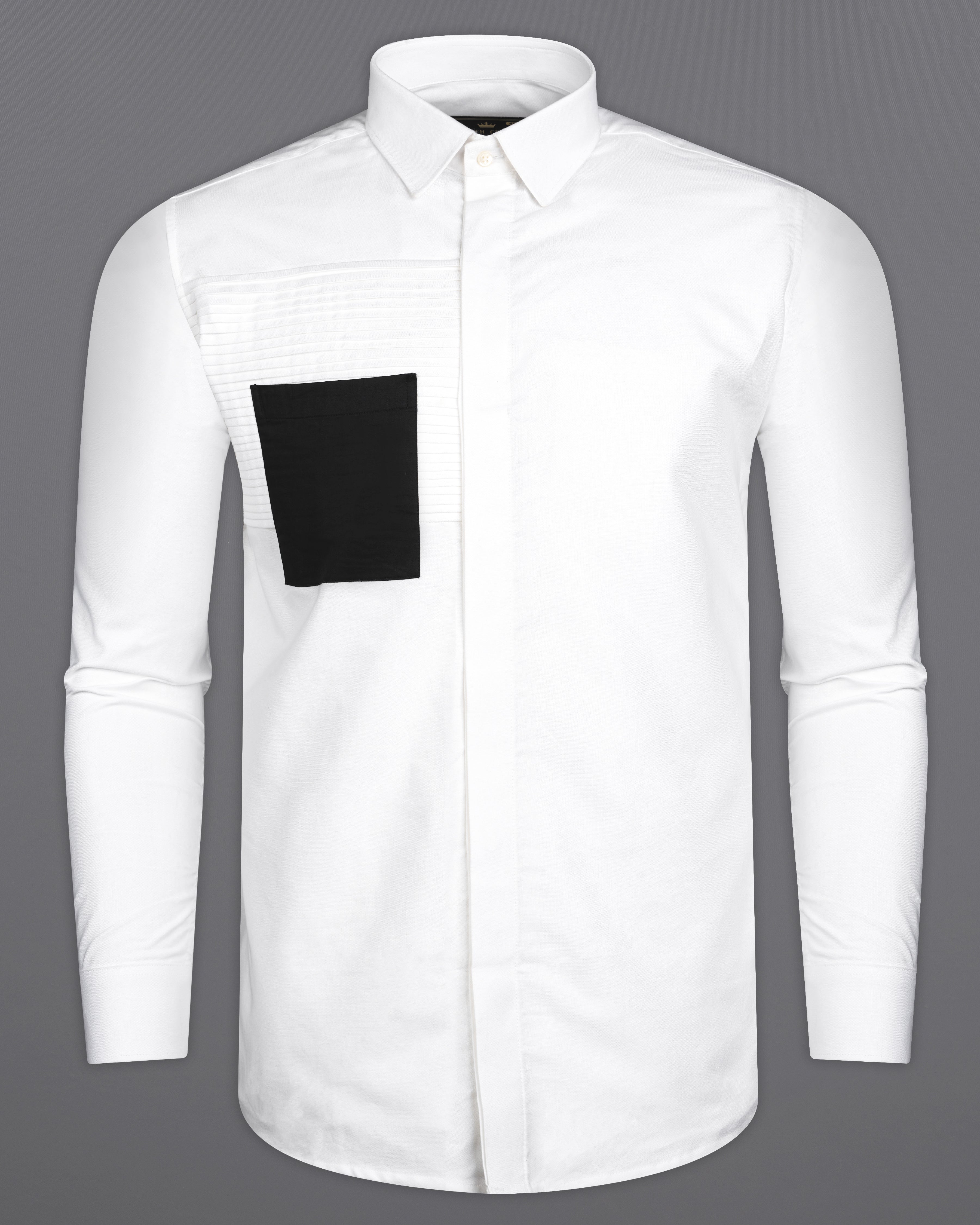 Bright White Pleated with Black Pocket Royal Oxford Designer Shirt 9878-P324-38, 9878-P324-H-38, 9878-P324-39, 9878-P324-H-39, 9878-P324-40, 9878-P324-H-40, 9878-P324-42, 9878-P324-H-42, 9878-P324-44, 9878-P324-H-44, 9878-P324-46, 9878-P324-H-46, 9878-P324-48, 9878-P324-H-48, 9878-P324-50, 9878-P324-H-50, 9878-P324-52, 9878-P324-H-52