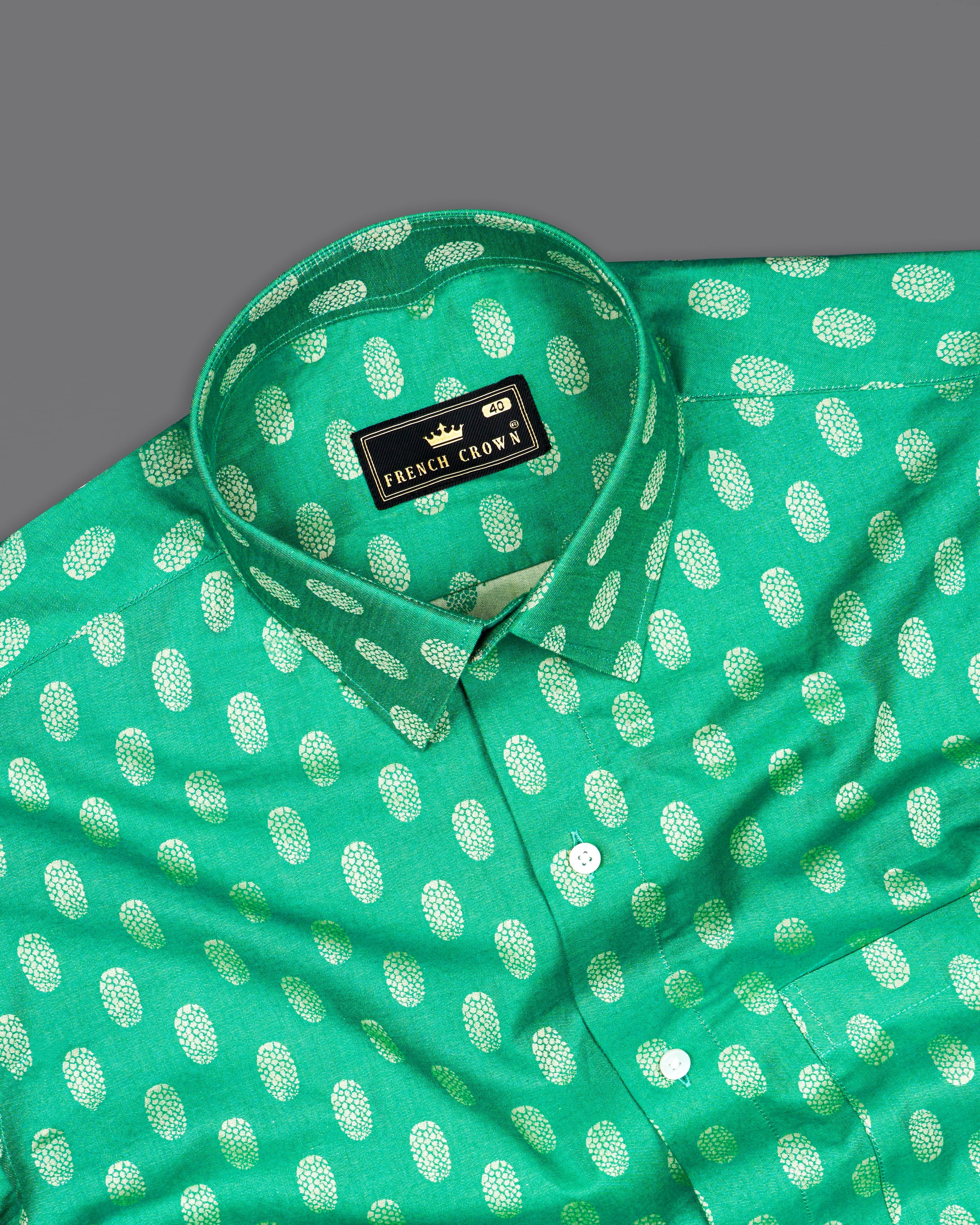 Meadow Green Jacquard Textured Premium Giza Cotton Shirt 9882-38, 9882-H-38, 9882-39, 9882-H-39, 9882-40, 9882-H-40, 9882-42, 9882-H-42, 9882-44, 9882-H-44, 9882-46, 9882-H-46, 9882-48, 9882-H-48, 9882-50, 9882-H-50, 9882-52, 9882-H-52