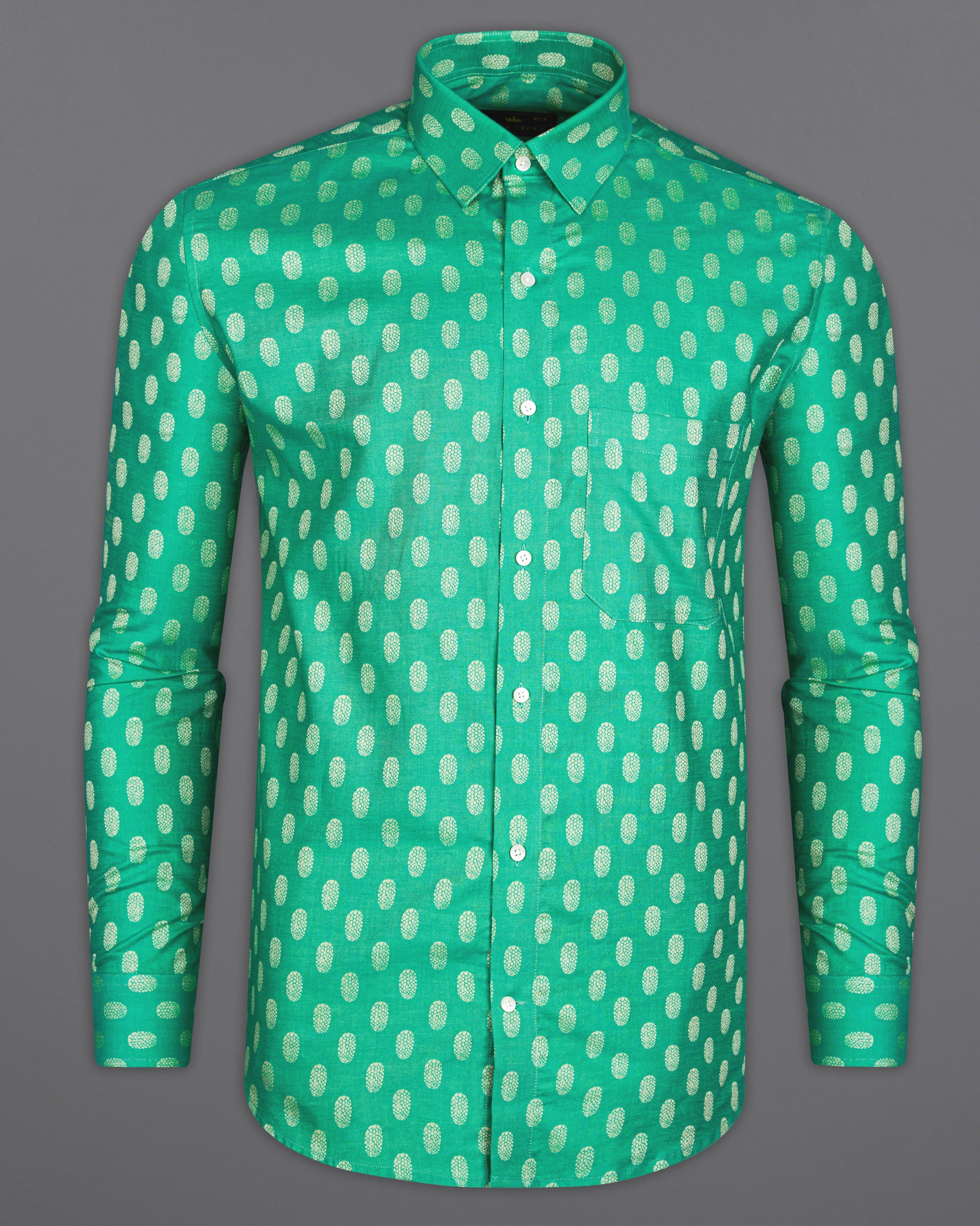 Meadow Green Jacquard Textured Premium Giza Cotton Shirt 9882-38, 9882-H-38, 9882-39, 9882-H-39, 9882-40, 9882-H-40, 9882-42, 9882-H-42, 9882-44, 9882-H-44, 9882-46, 9882-H-46, 9882-48, 9882-H-48, 9882-50, 9882-H-50, 9882-52, 9882-H-52