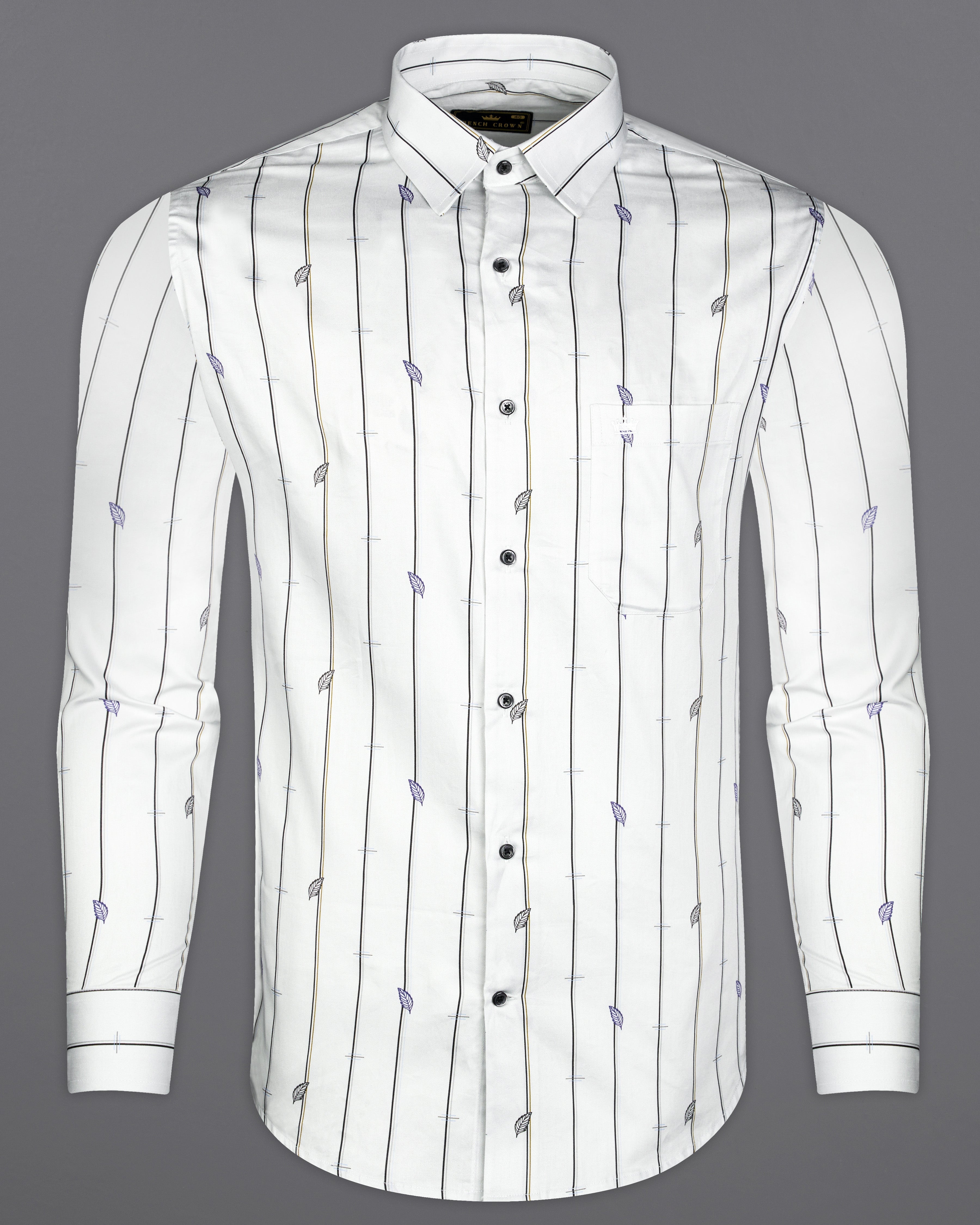 Bright White Striped with Leaves Printed Super Soft Premium Cotton Shirt 9887-BLK-38, 9887-BLK-H-38, 9887-BLK-39, 9887-BLK-H-39, 9887-BLK-40, 9887-BLK-H-40, 9887-BLK-42, 9887-BLK-H-42, 9887-BLK-44, 9887-BLK-H-44, 9887-BLK-46, 9887-BLK-H-46, 9887-BLK-48, 9887-BLK-H-48, 9887-BLK-50, 9887-BLK-H-50, 9887-BLK-52, 9887-BLK-H-52