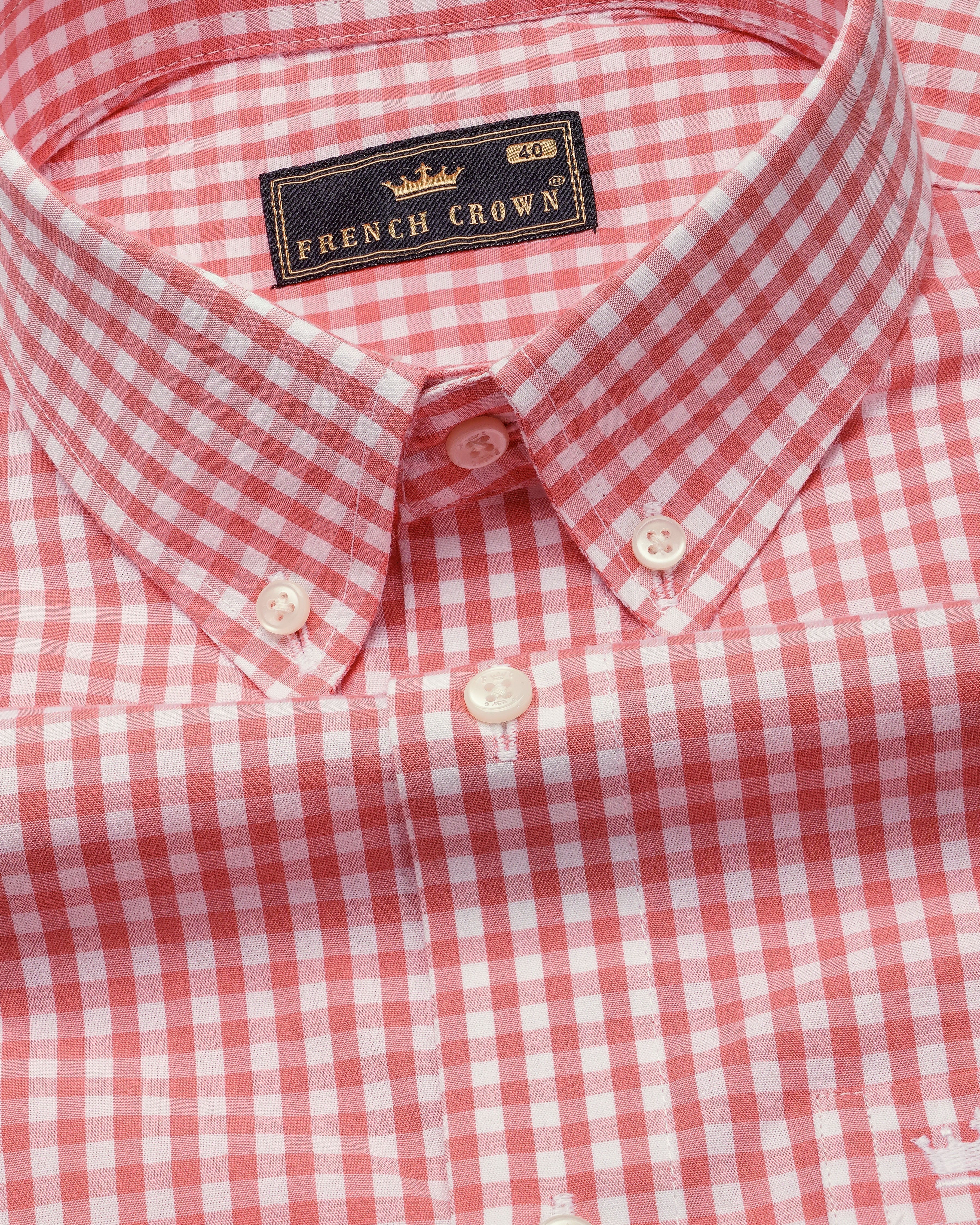 Mandy Pink and White Gingham Checkered Premium Cotton Shirt 9897-BD-38, 9897-BD-H-38, 9897-BD-39, 9897-BD-H-39, 9897-BD-40, 9897-BD-H-40, 9897-BD-42, 9897-BD-H-42, 9897-BD-44, 9897-BD-H-44, 9897-BD-46, 9897-BD-H-46, 9897-BD-48, 9897-BD-H-48, 9897-BD-50, 9897-BD-H-50, 9897-BD-52, 9897-BD-H-52