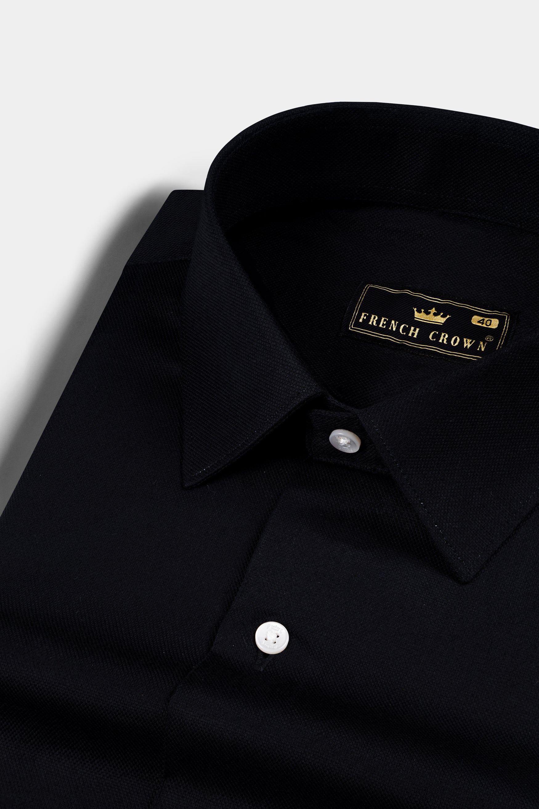 Jade Black Dobby Textured Premium Cotton Shirt