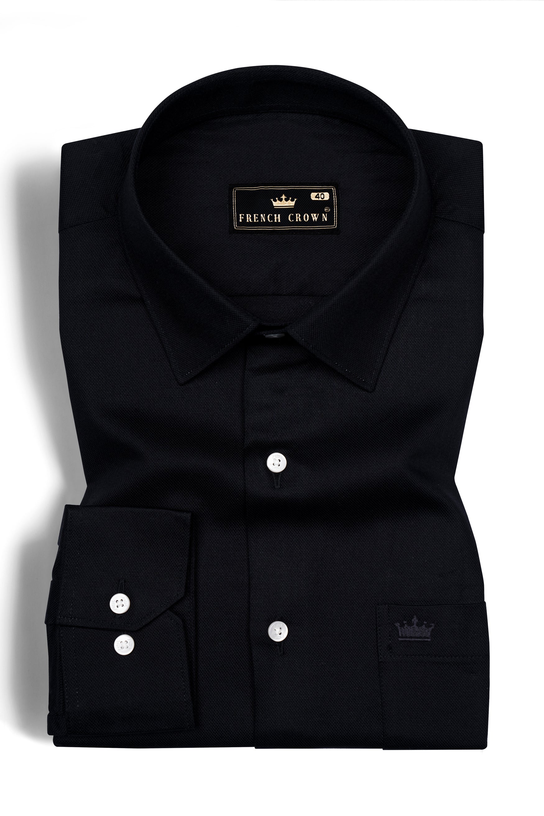 Jade Black Dobby Textured Premium Cotton Shirt