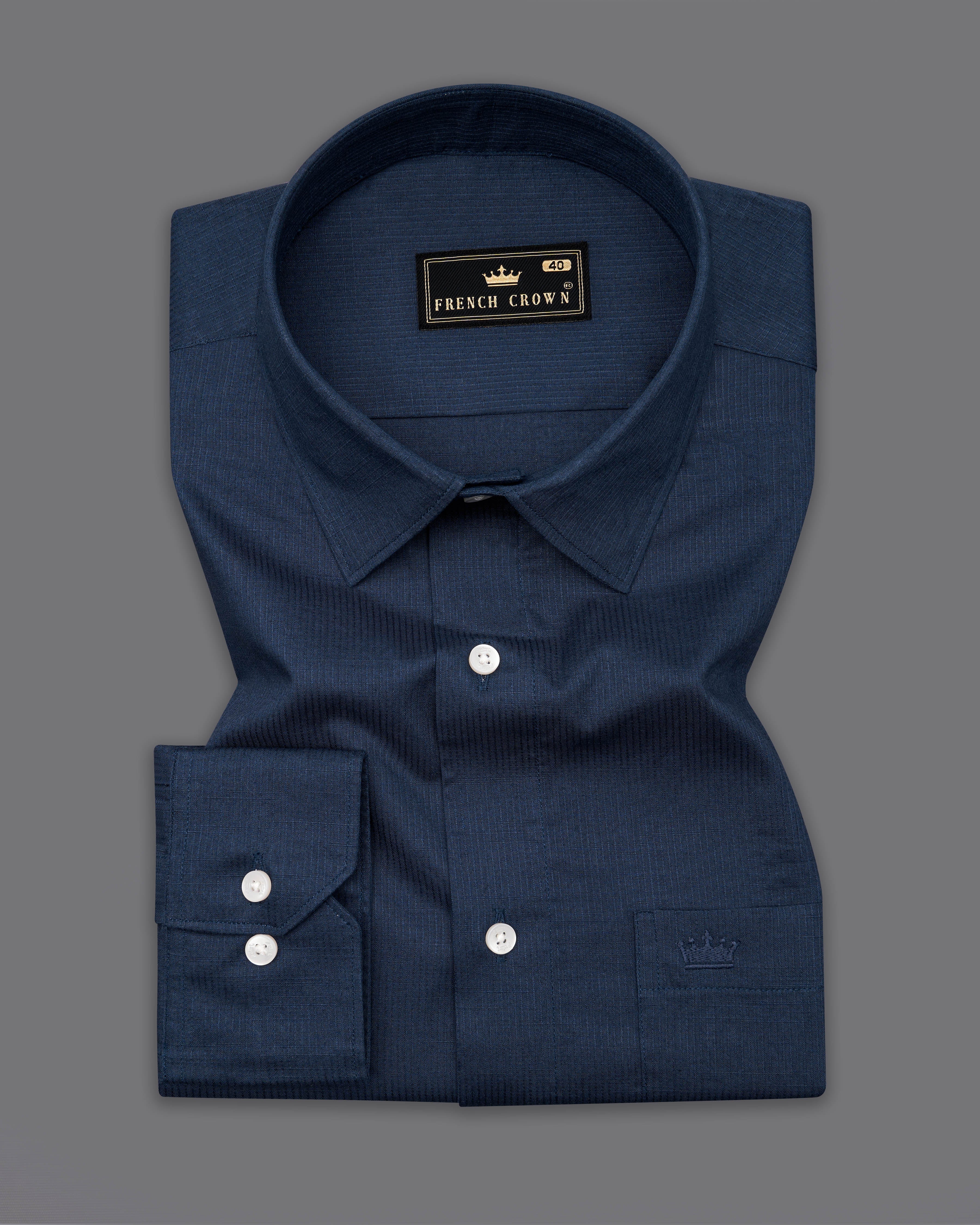 Firefly Navy Blue Dobby Textured Premium Giza Cotton Shirt 9927-38, 9927-H-38, 9927-39, 9927-H-39, 9927-40, 9927-H-40, 9927-42, 9927-H-42, 9927-44, 9927-H-44, 9927-46, 9927-H-46, 9927-48, 9927-H-48, 9927-50, 9927-H-50, 9927-52, 9927-H-52