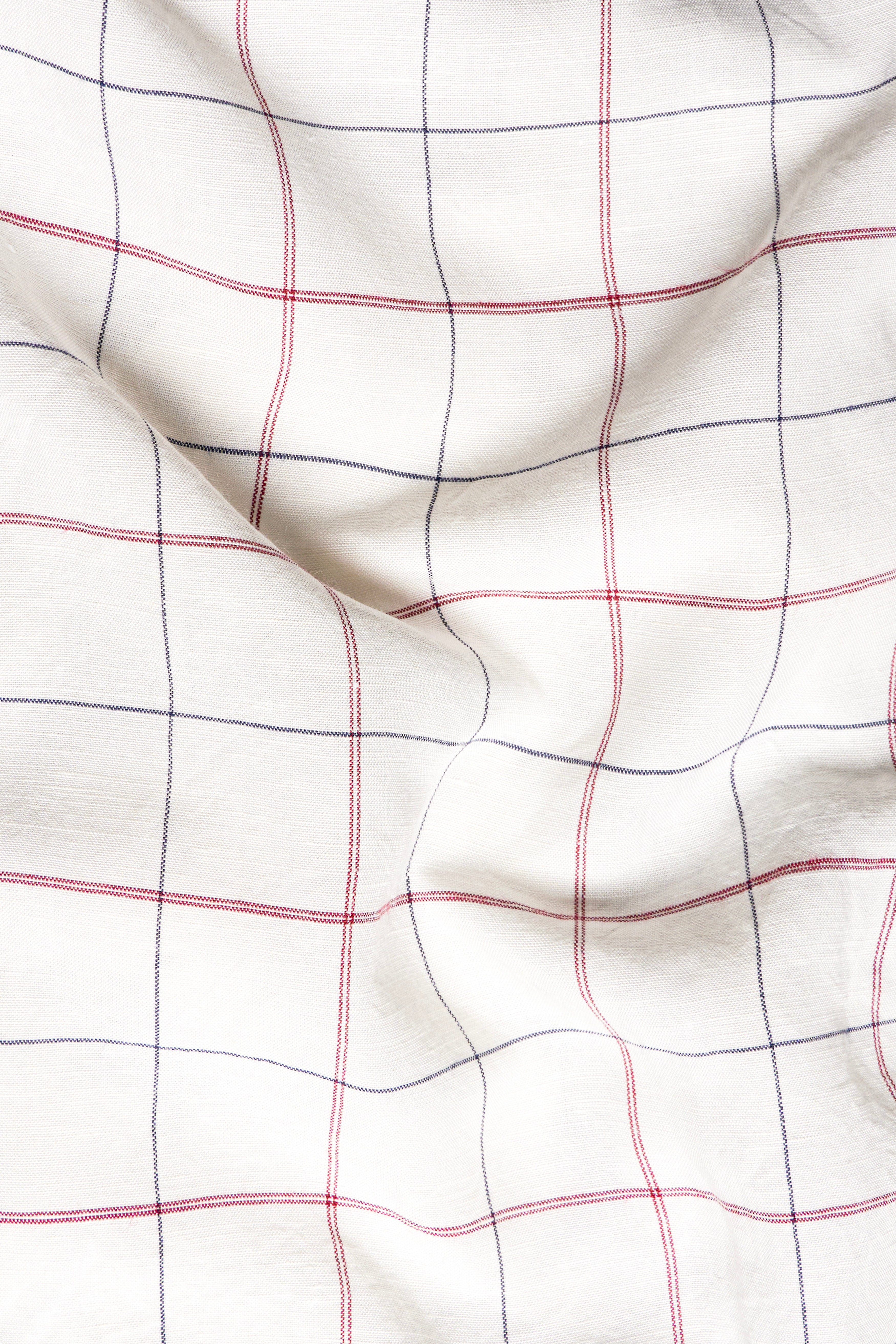 Platinum Cream Multicolour Plaid Luxurious Linen Shirt