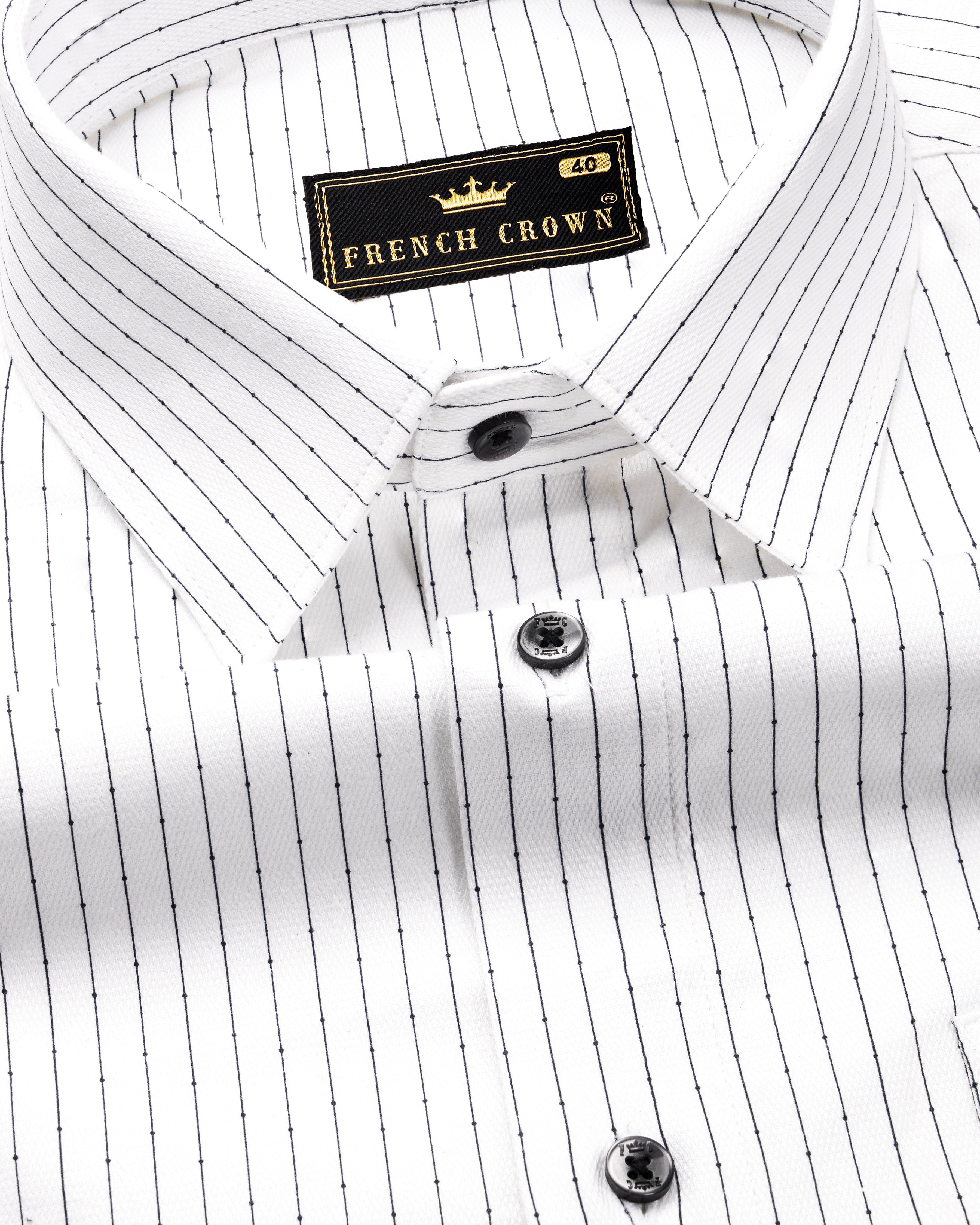 Bright White with Black Striped Dobby Textured Premium Giza Cotton Designer Shirt 9943-BLK-38, 9943-BLK-H-38, 9943-BLK-39, 9943-BLK-H-39, 9943-BLK-40, 9943-BLK-H-40, 9943-BLK-42, 9943-BLK-H-42, 9943-BLK-44, 9943-BLK-H-44, 9943-BLK-46, 9943-BLK-H-46, 9943-BLK-48, 9943-BLK-H-48, 9943-BLK-50, 9943-BLK-H-50, 9943-BLK-52, 9943-BLK-H-52