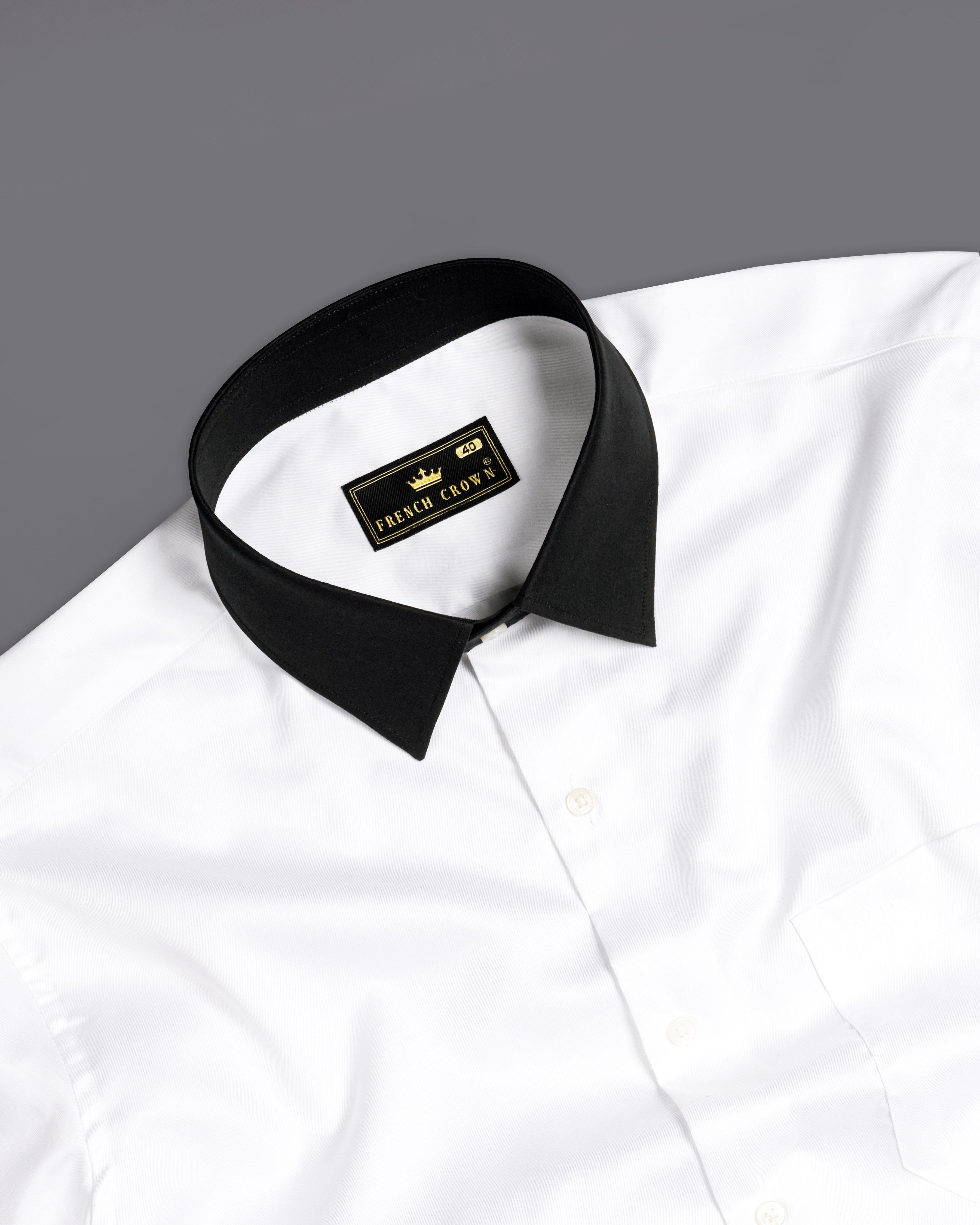 Bright White with Black Cuffs and Collar Twill Premium Cotton Shirt 9945-BCC-38, 9945-BCC-H-38, 9945-BCC-39, 9945-BCC-H-39, 9945-BCC-40, 9945-BCC-H-40, 9945-BCC-42, 9945-BCC-H-42, 9945-BCC-44, 9945-BCC-H-44, 9945-BCC-46, 9945-BCC-H-46, 9945-BCC-48, 9945-BCC-H-48, 9945-BCC-50, 9945-BCC-H-50, 9945-BCC-52, 9945-BCC-H-52 