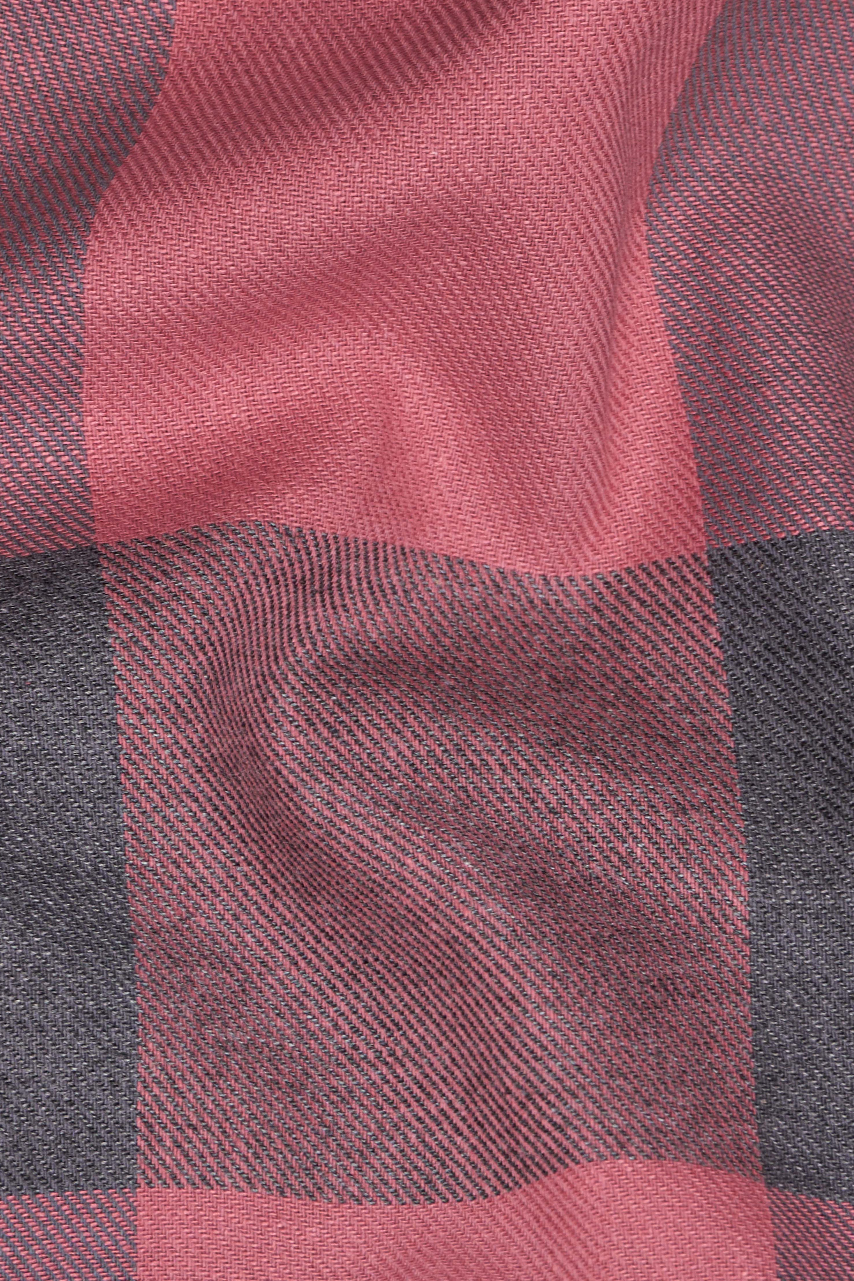 Turkish Pink with Gunmetal Checked Flannel Shirt