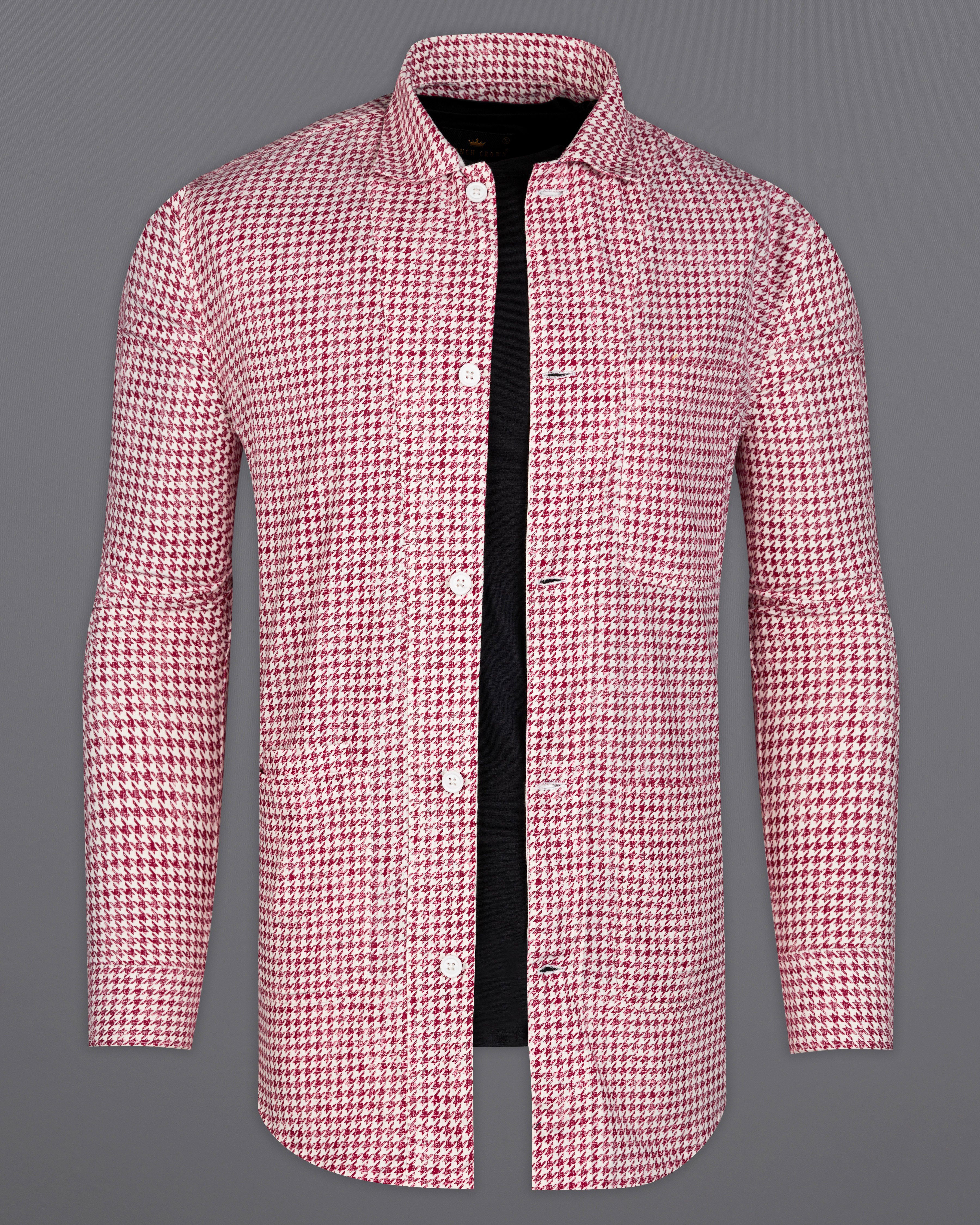 Burgundy and White Houndstooth Textured Premium Giza Cotton Overshirt/Shacket 9981-CA-LB-OS-P130-38, 9981-CA-LB-OS-P130-H-38, 9981-CA-LB-OS-P130-39, 9981-CA-LB-OS-P130-H-39, 9981-CA-LB-OS-P130-40, 9981-CA-LB-OS-P130-H-40, 9981-CA-LB-OS-P130-42, 9981-CA-LB-OS-P130-H-42, 9981-CA-LB-OS-P130-44, 9981-CA-LB-OS-P130-H-44, 9981-CA-LB-OS-P130-46, 9981-CA-LB-OS-P130-H-46, 9981-CA-LB-OS-P130-48, 9981-CA-LB-OS-P130-H-48, 9981-CA-LB-OS-P130-50, 9981-CA-LB-OS-P130-H-50, 9981-CA-LB-OS-P130-52, 9981-CA-LB-OS-P130-H-52