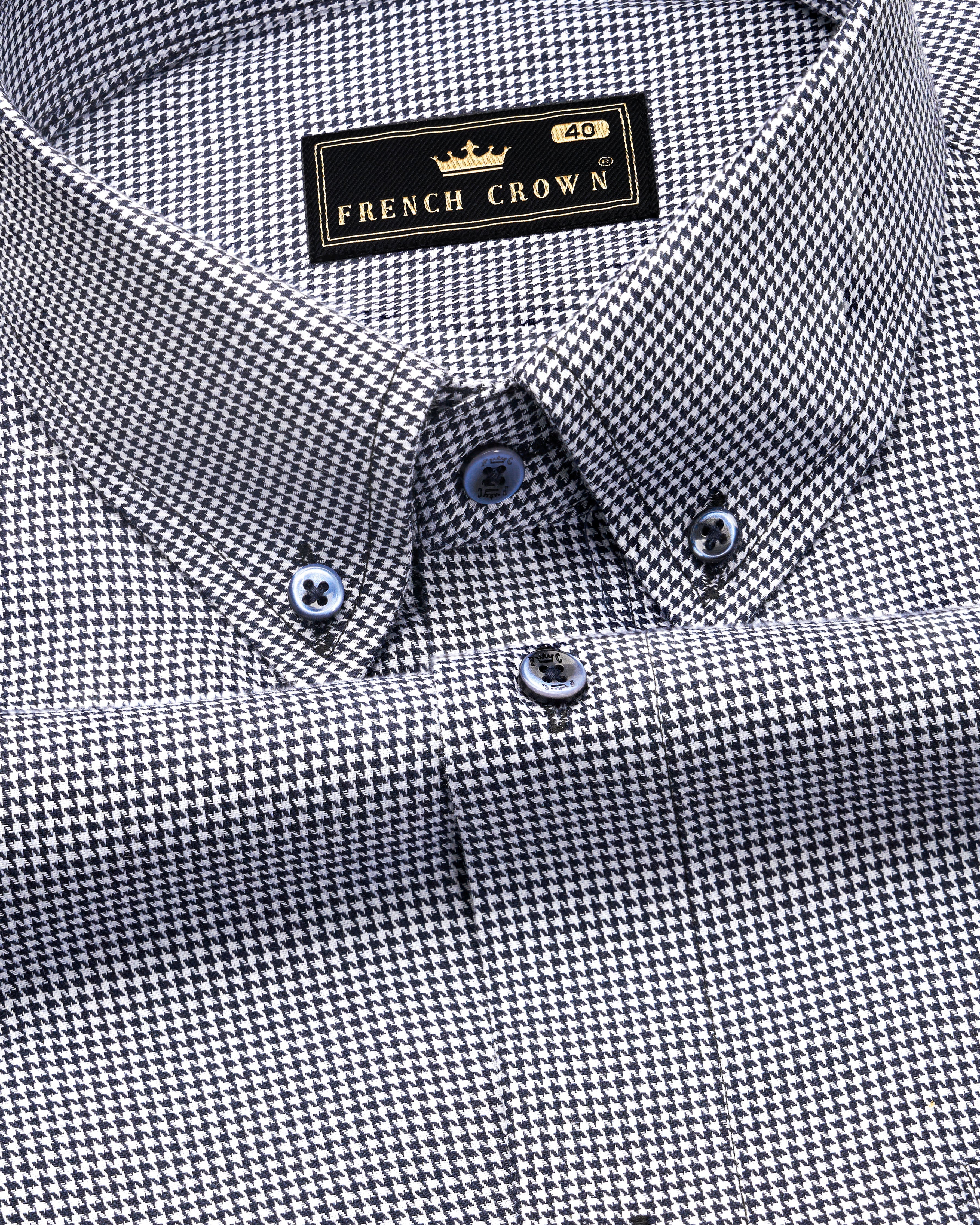 Gull Gray and Black Houndstooth Premium Giza Cotton Button-Down Shirt 9991-BD-BLE-38, 9991-BD-BLE-H-38, 9991-BD-BLE-39, 9991-BD-BLE-H-39, 9991-BD-BLE-40, 9991-BD-BLE-H-40, 9991-BD-BLE-42, 9991-BD-BLE-H-42, 9991-BD-BLE-44, 9991-BD-BLE-H-44, 9991-BD-BLE-46, 9991-BD-BLE-H-46, 9991-BD-BLE-48, 9991-BD-BLE-H-48, 9991-BD-BLE-50, 9991-BD-BLE-H-50, 9991-BD-BLE-52, 9991-BD-BLE-H-52